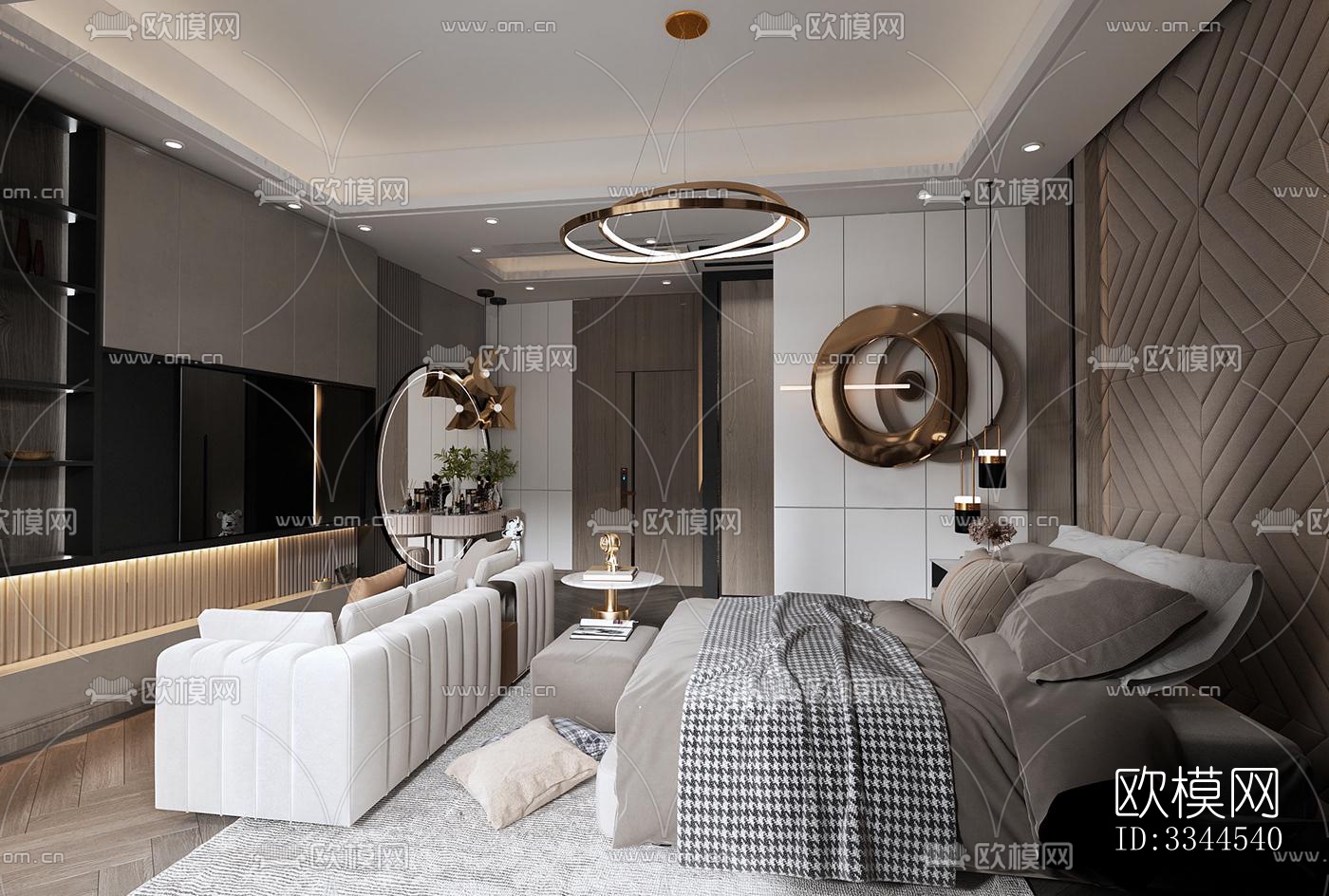 现代卧室效果图下载（渲染图4）