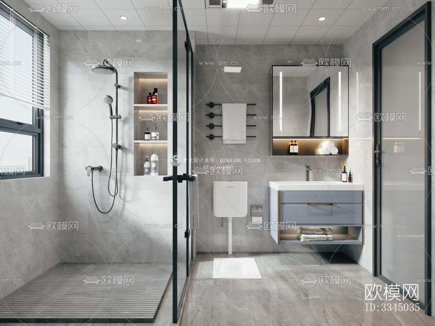 现代卫生间效果图下载（渲染图1）