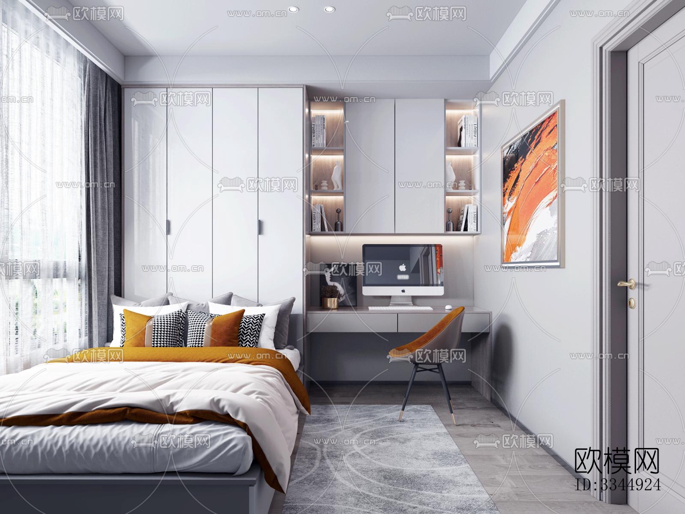 现代卧室效果图下载（渲染图4）