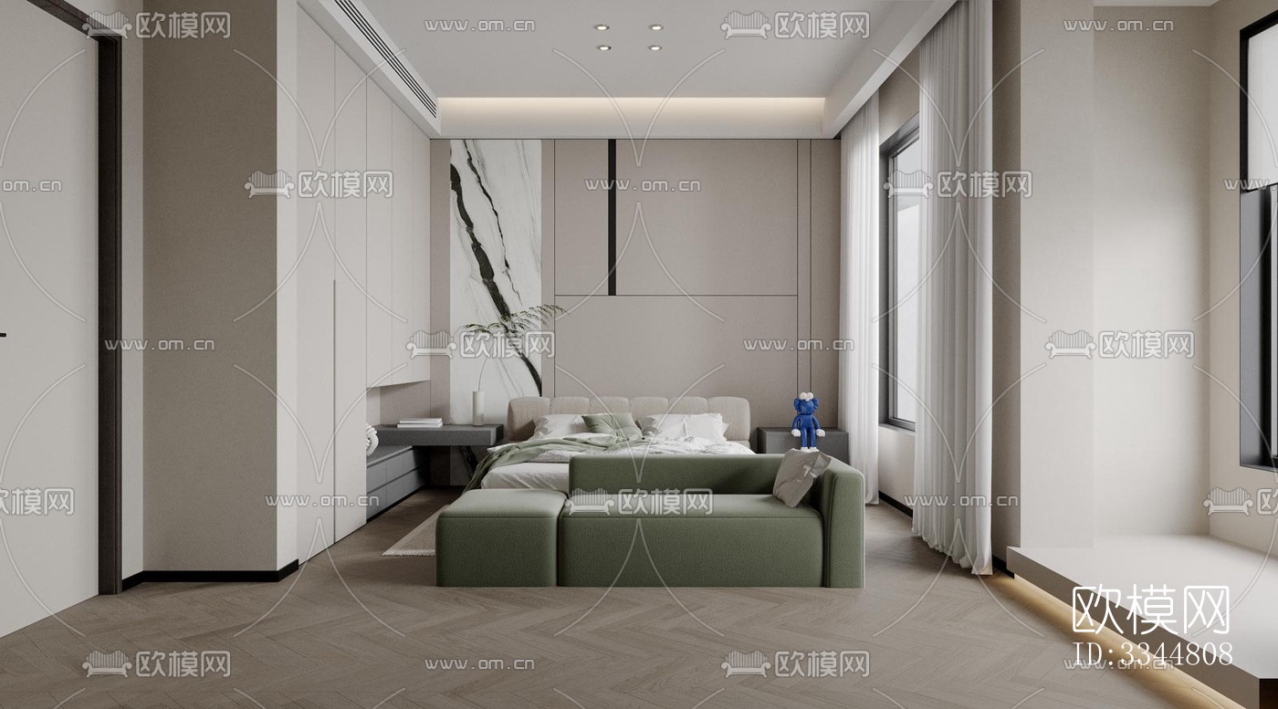 现代卧室效果图下载（渲染图4）