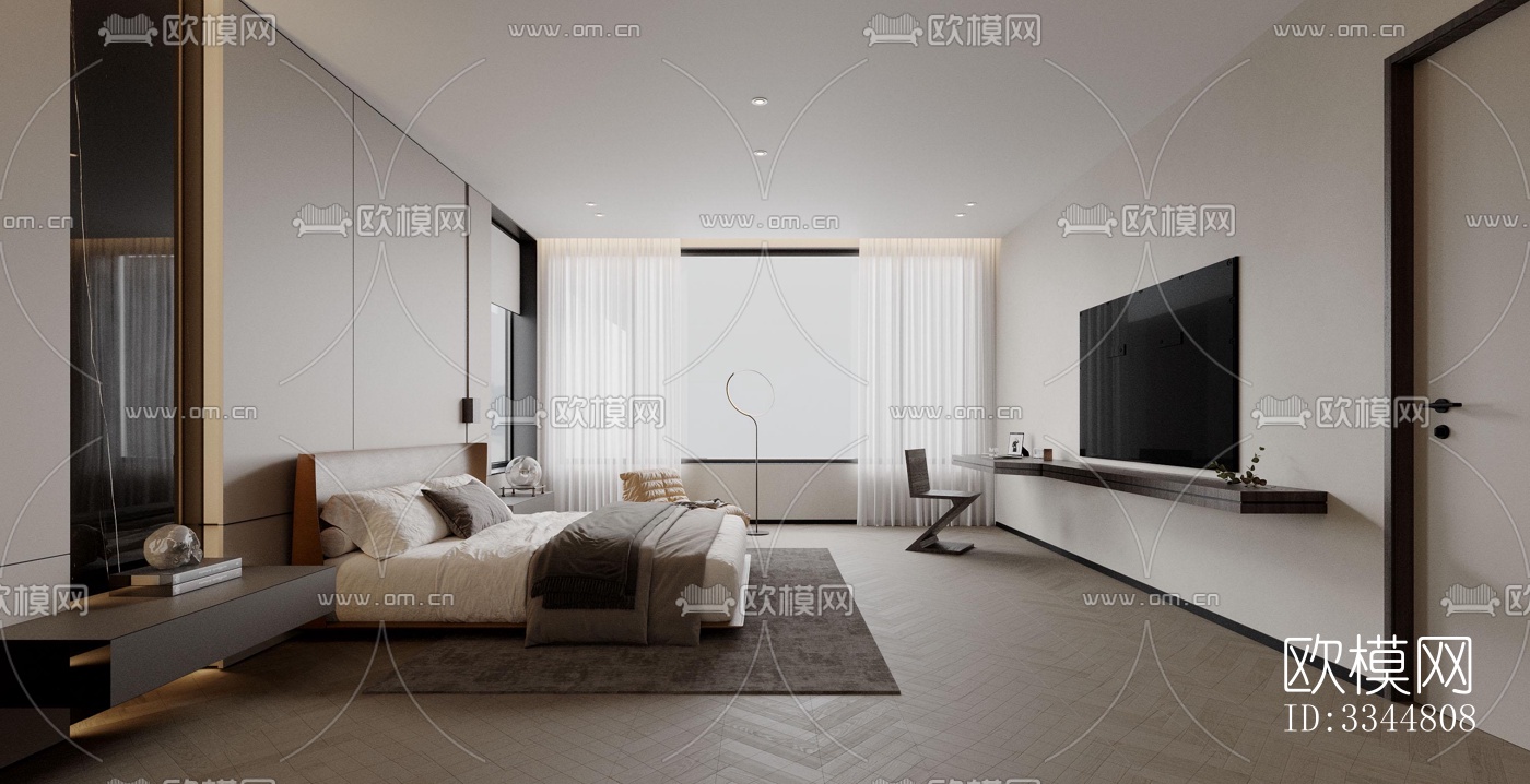 现代卧室效果图下载（渲染图2）