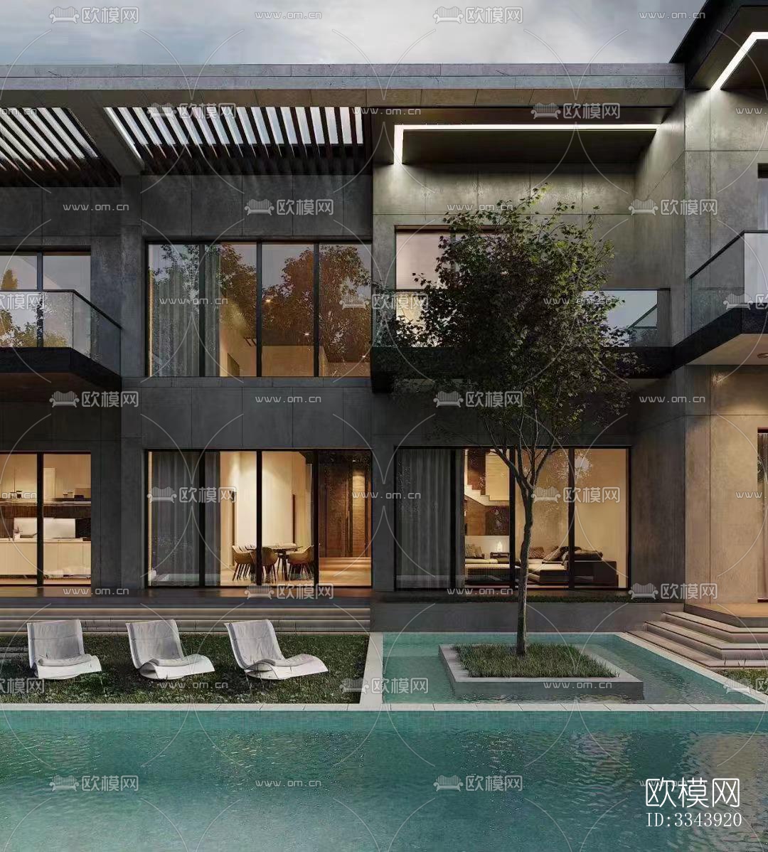 现代别墅效果图下载（渲染图2）