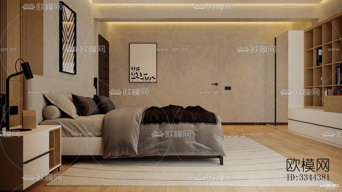 现代卧室效果图下载（渲染图4）