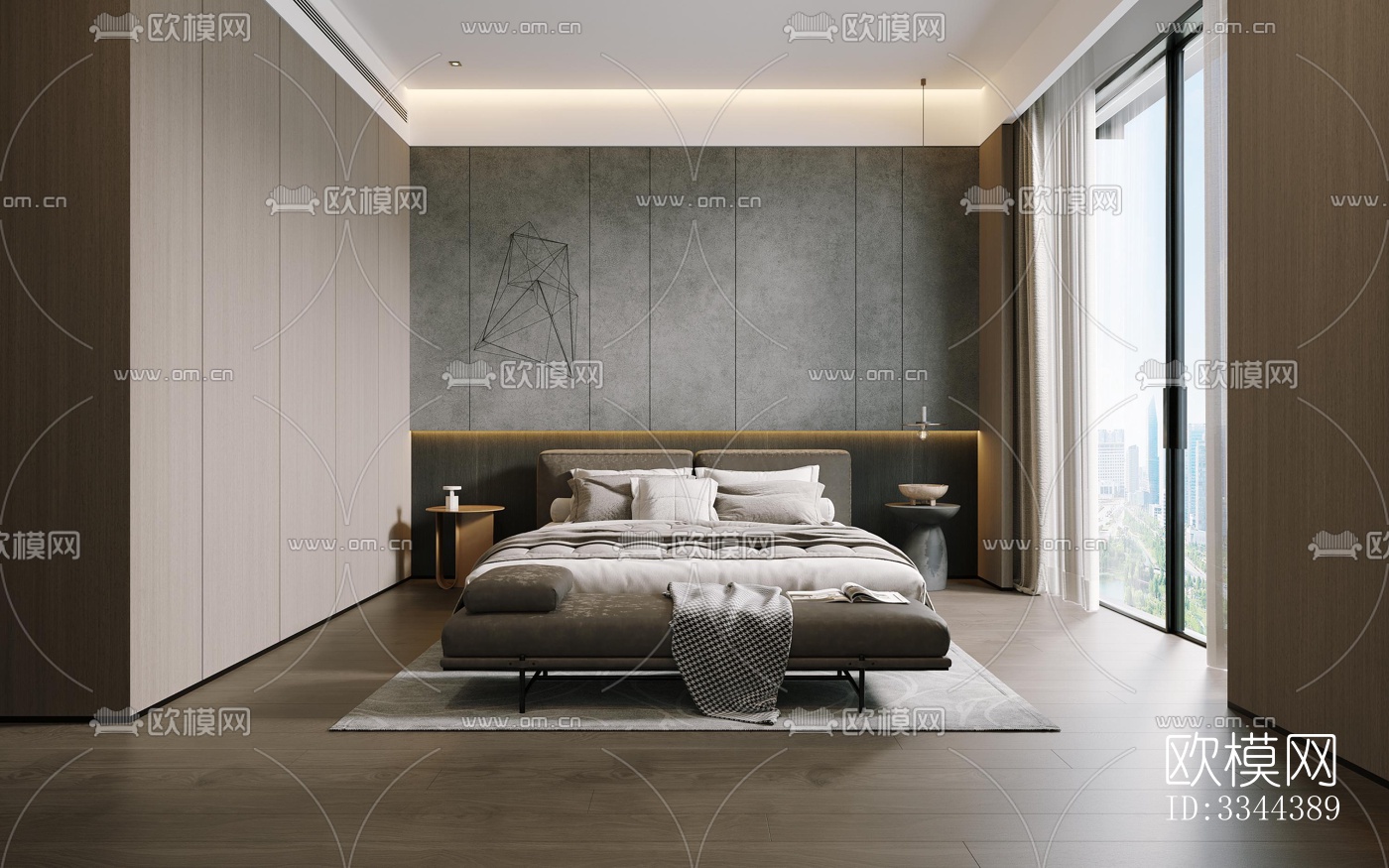 现代卧室效果图下载（渲染图4）