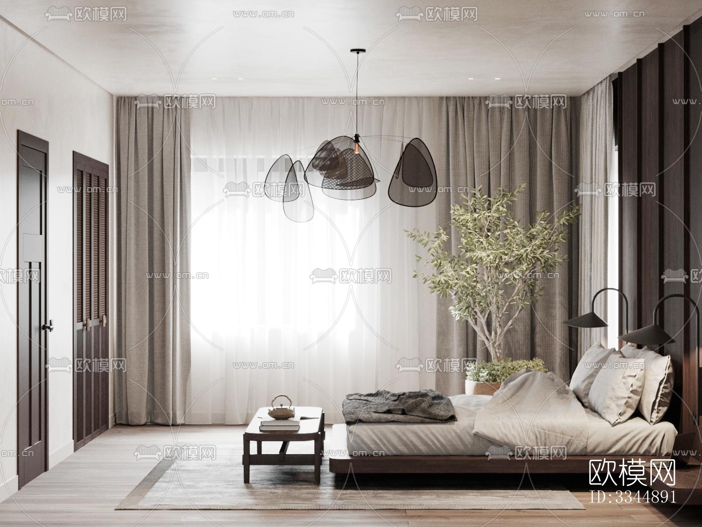 现代卧室效果图下载（渲染图6）