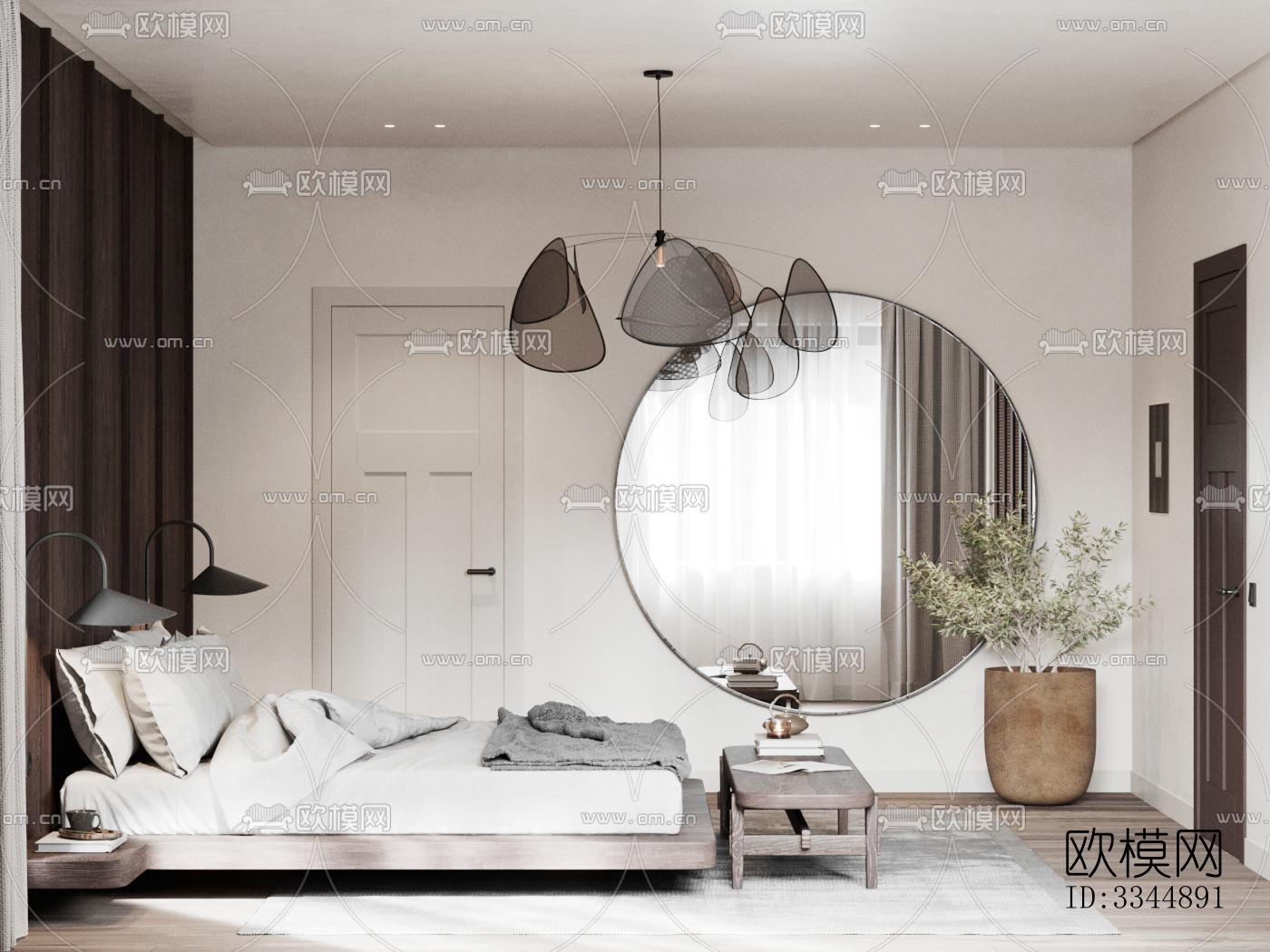 现代卧室效果图下载（渲染图2）