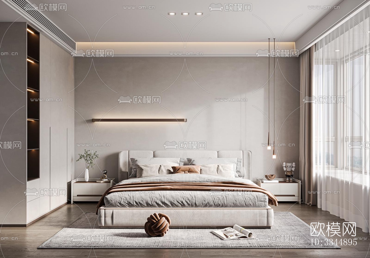 现代卧室效果图下载（渲染图13）