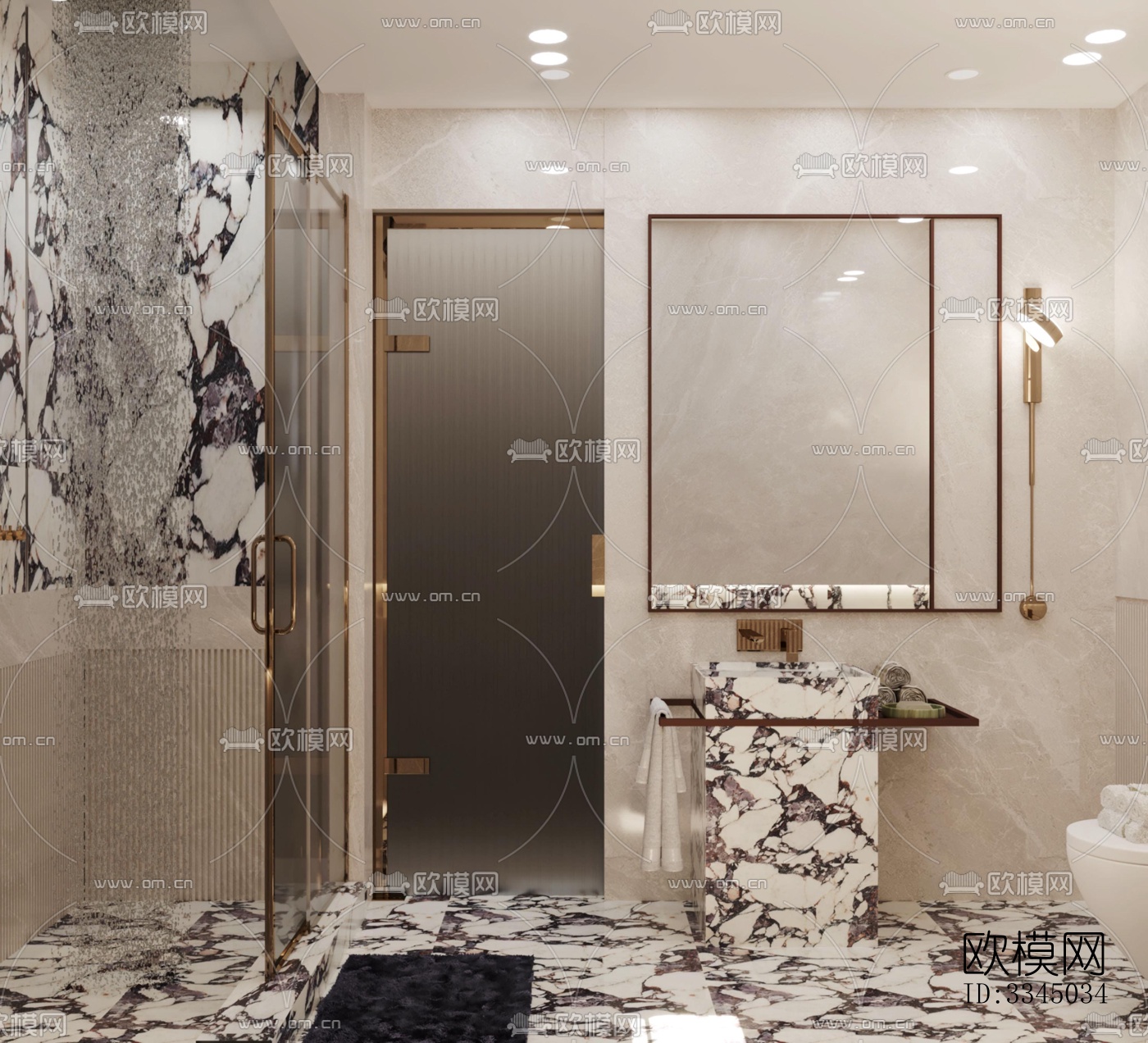 现代卫生间效果图下载（渲染图1）