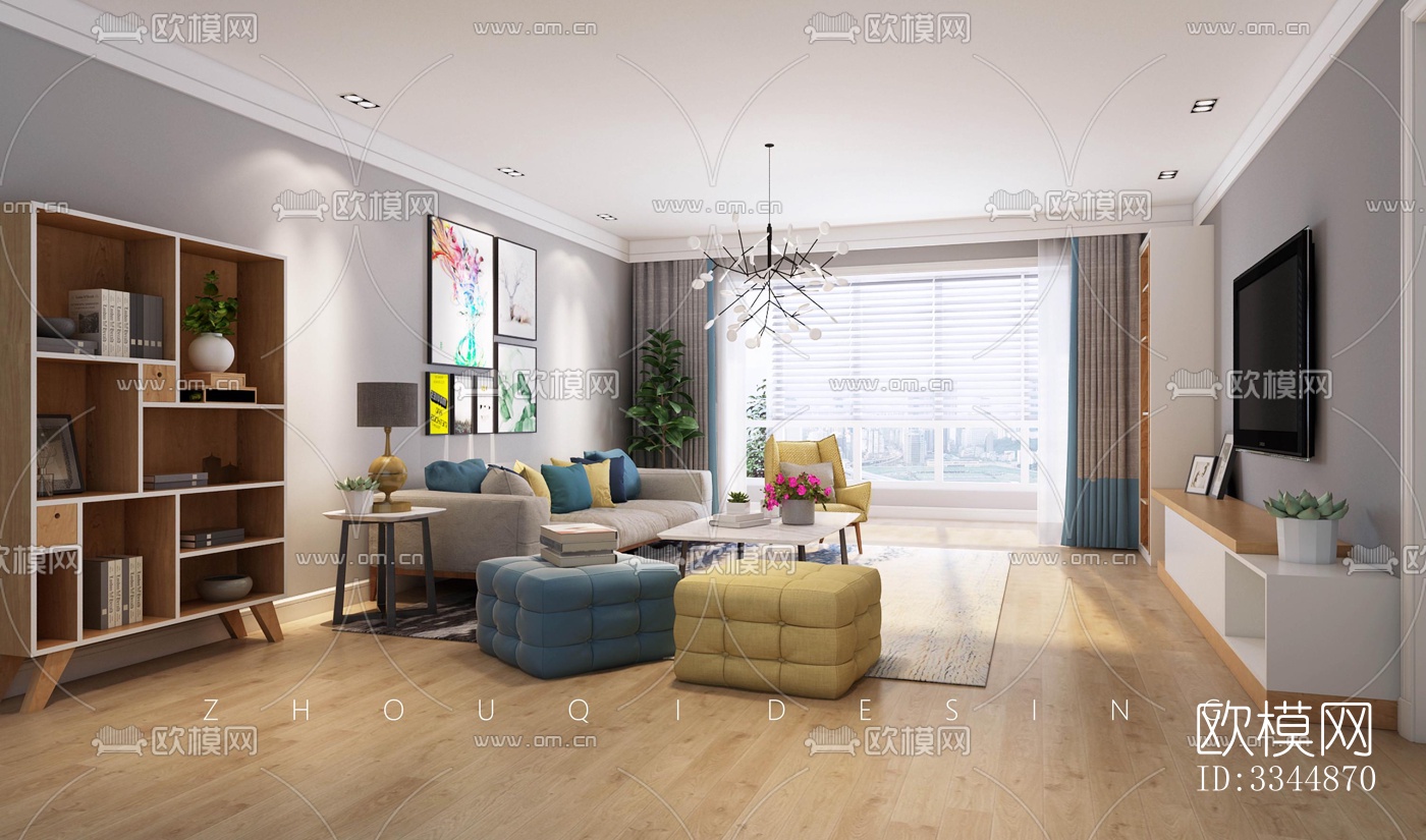 现代卧室效果图下载（渲染图1）