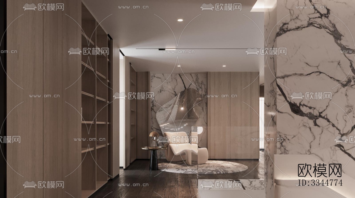 现代卧室效果图下载（渲染图1）