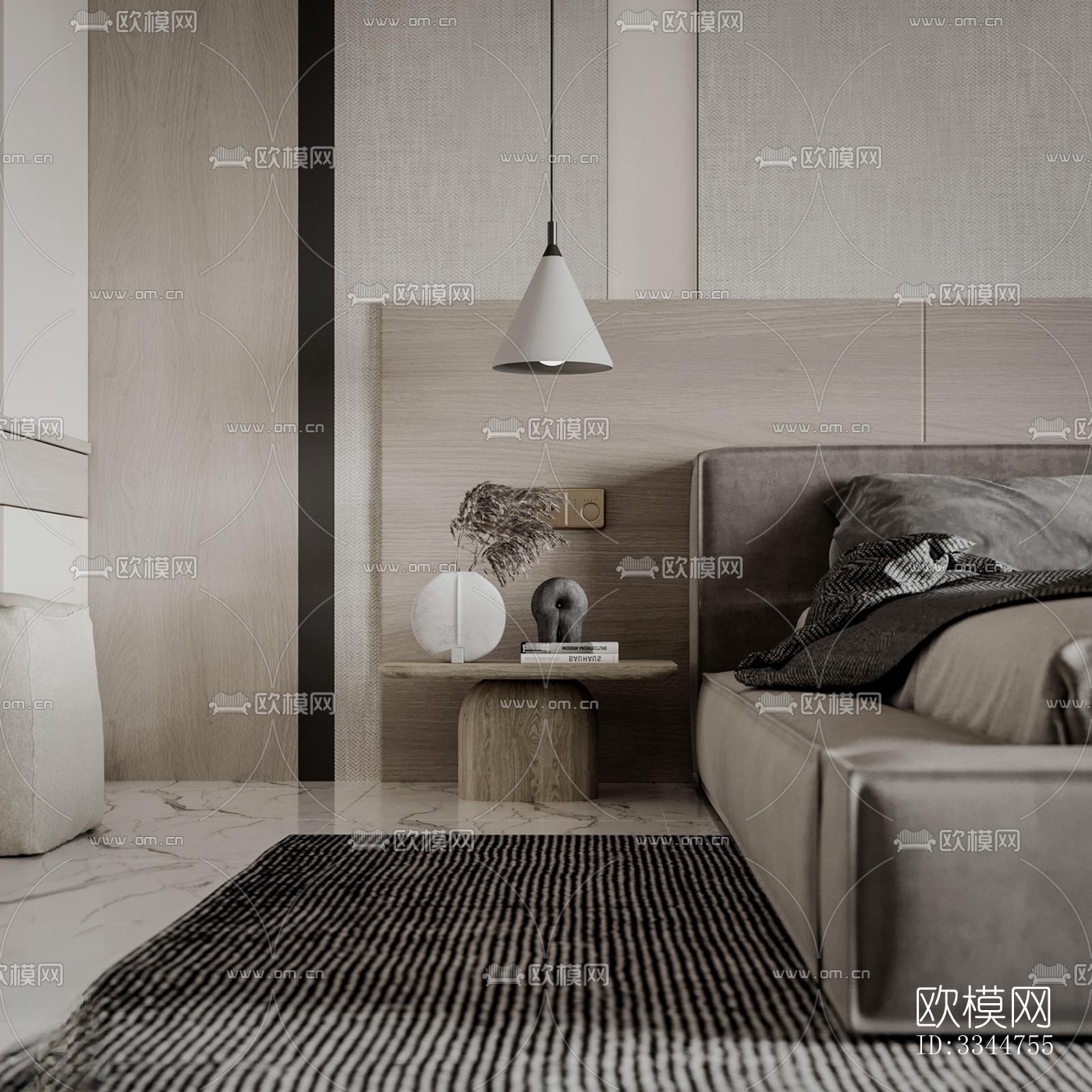 现代卧室效果图下载（渲染图5）