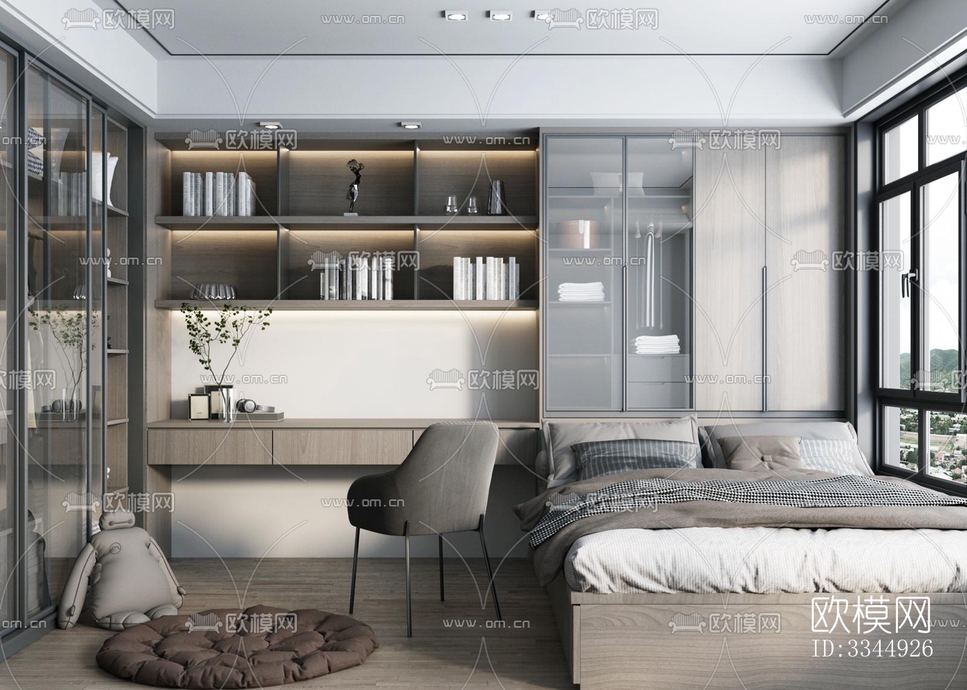 现代卧室效果图下载（渲染图16）