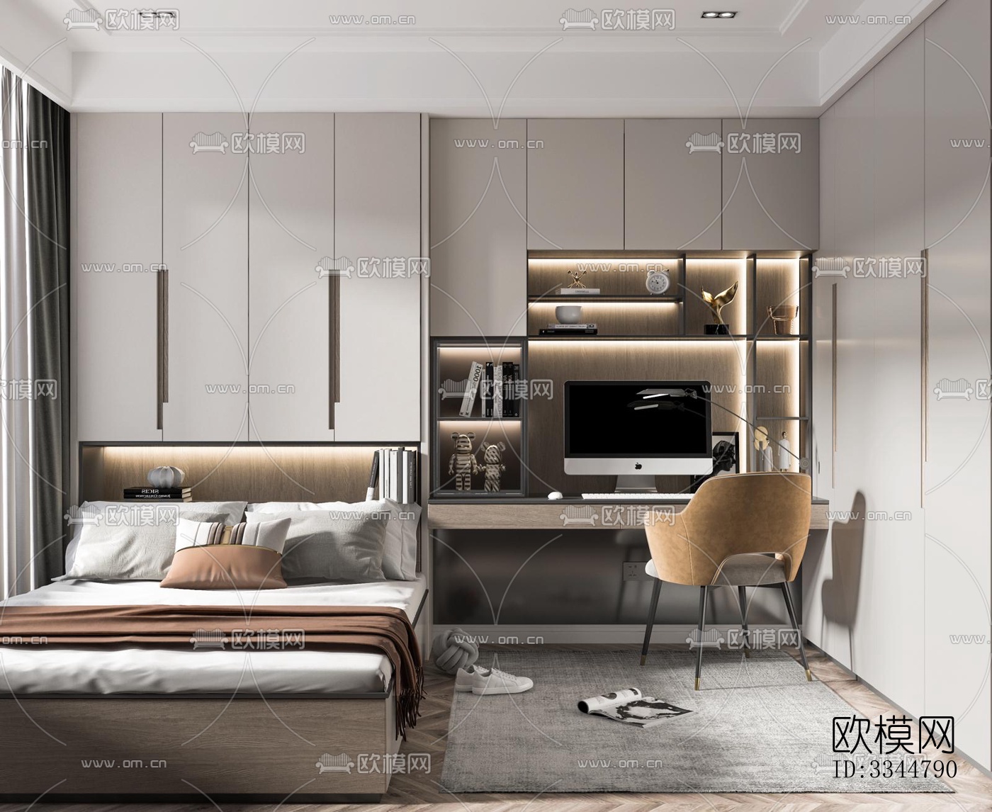 现代卧室效果图下载（渲染图3）