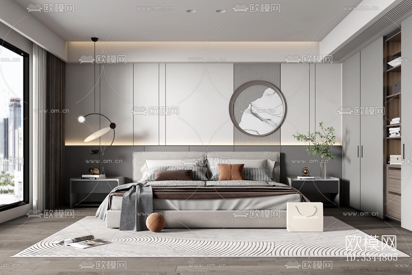现代卧室效果图下载（渲染图6）