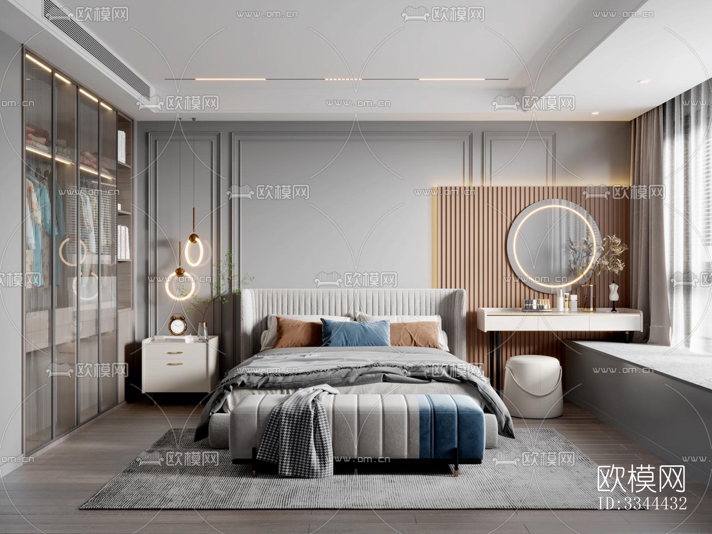 现代卧室效果图下载（渲染图9）
