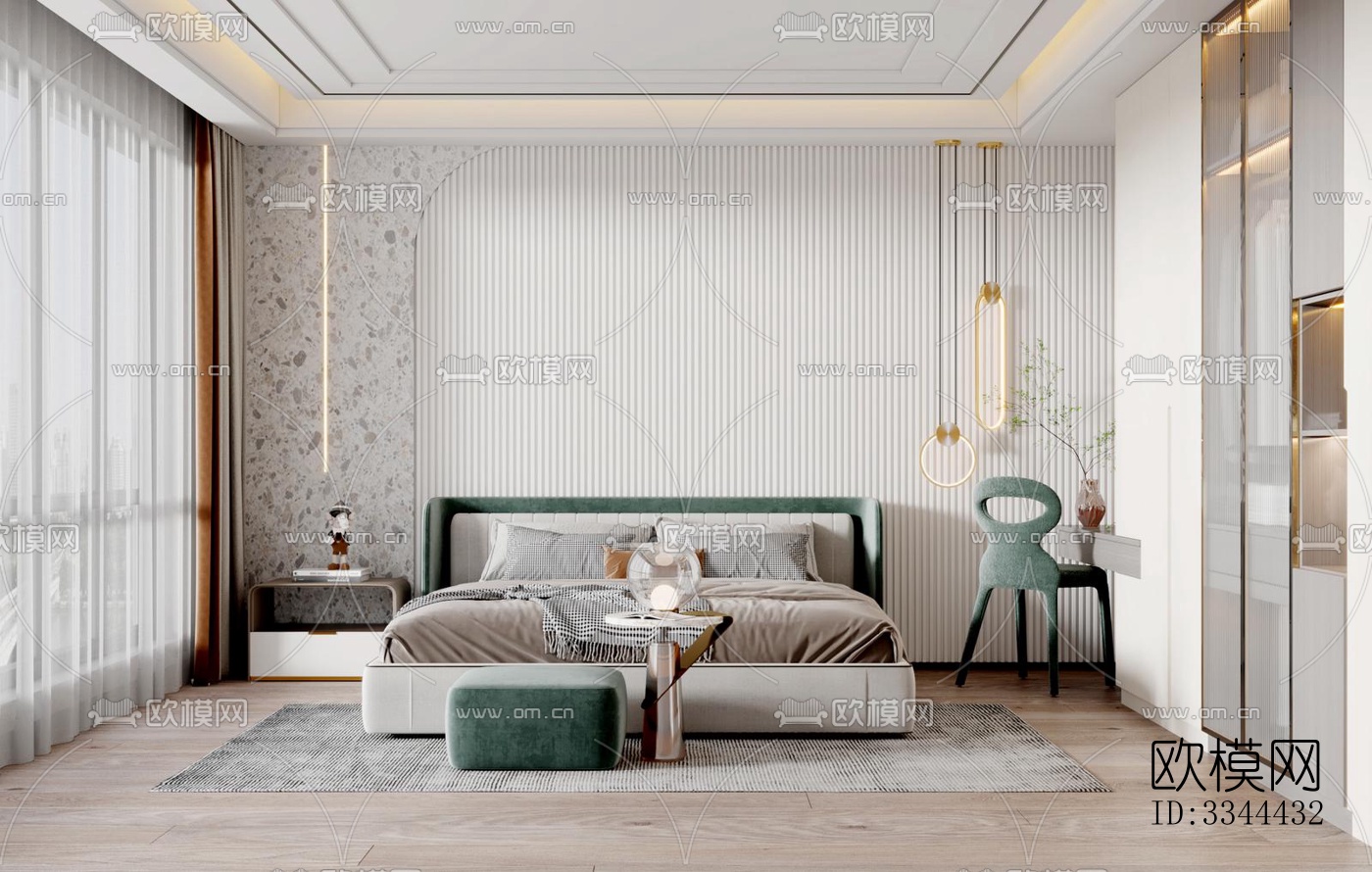 现代卧室效果图下载（渲染图6）