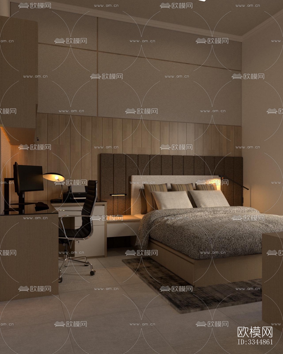 现代卧室效果图下载（渲染图1）