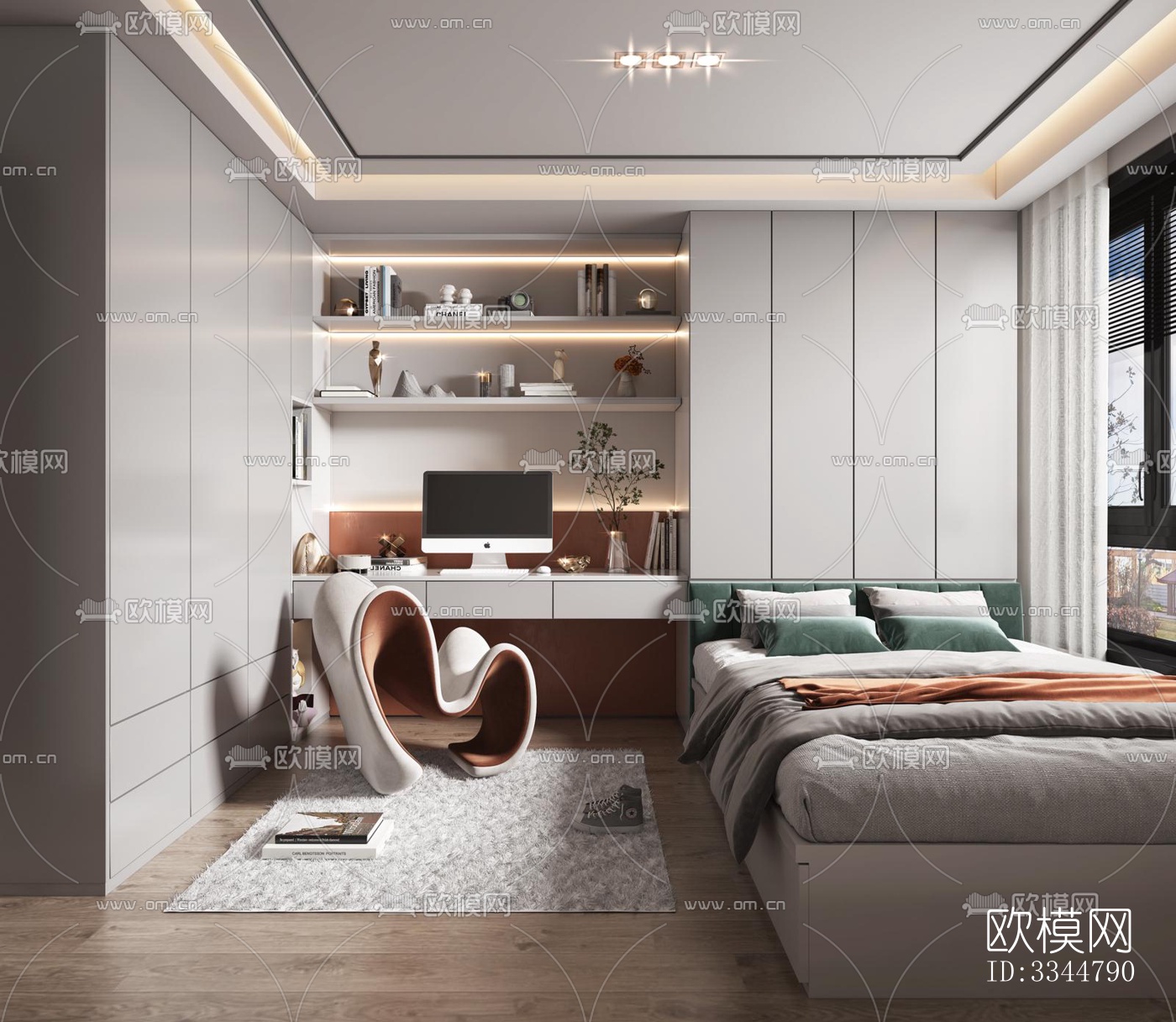 现代卧室效果图下载（渲染图6）