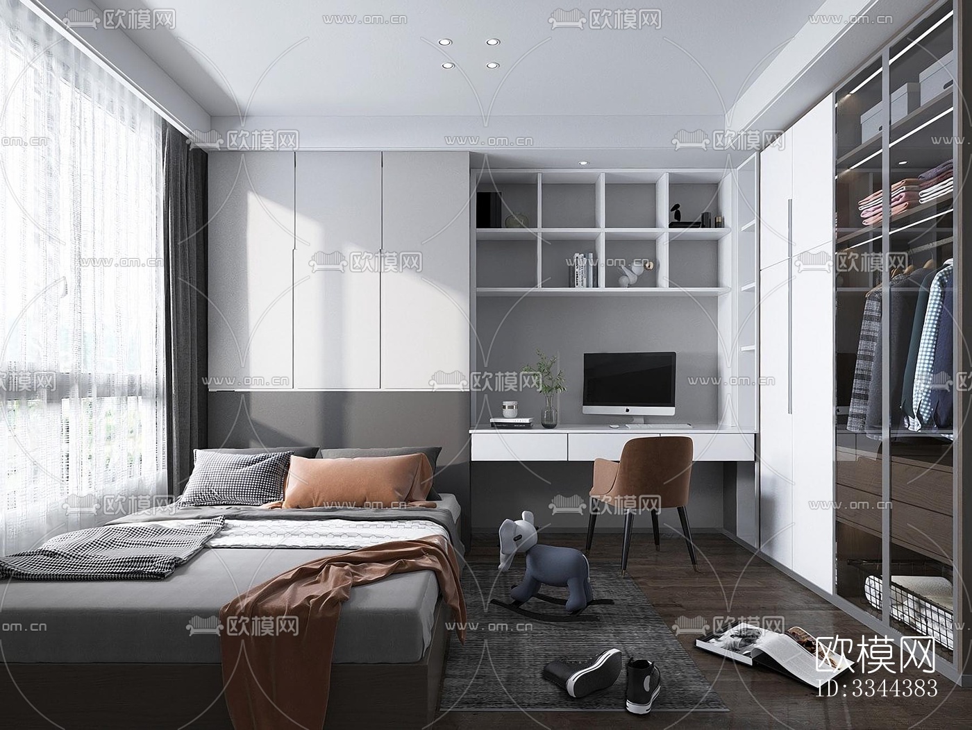 现代卧室效果图下载（渲染图7）