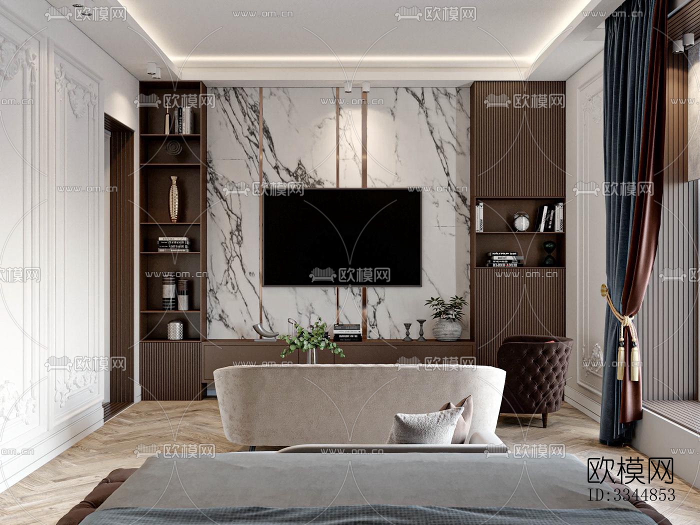 现代卧室效果图下载（渲染图6）