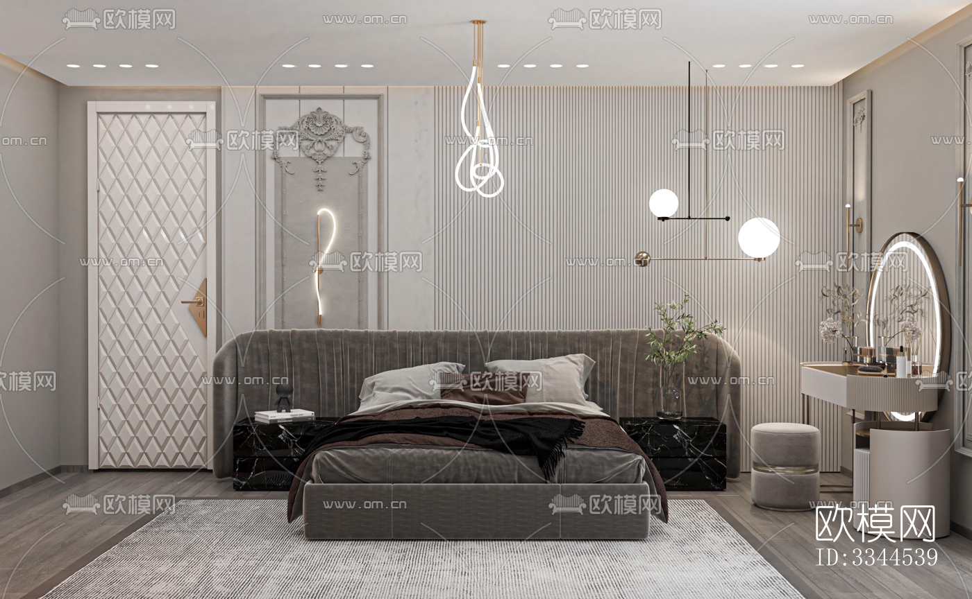 现代卧室效果图下载（渲染图1）