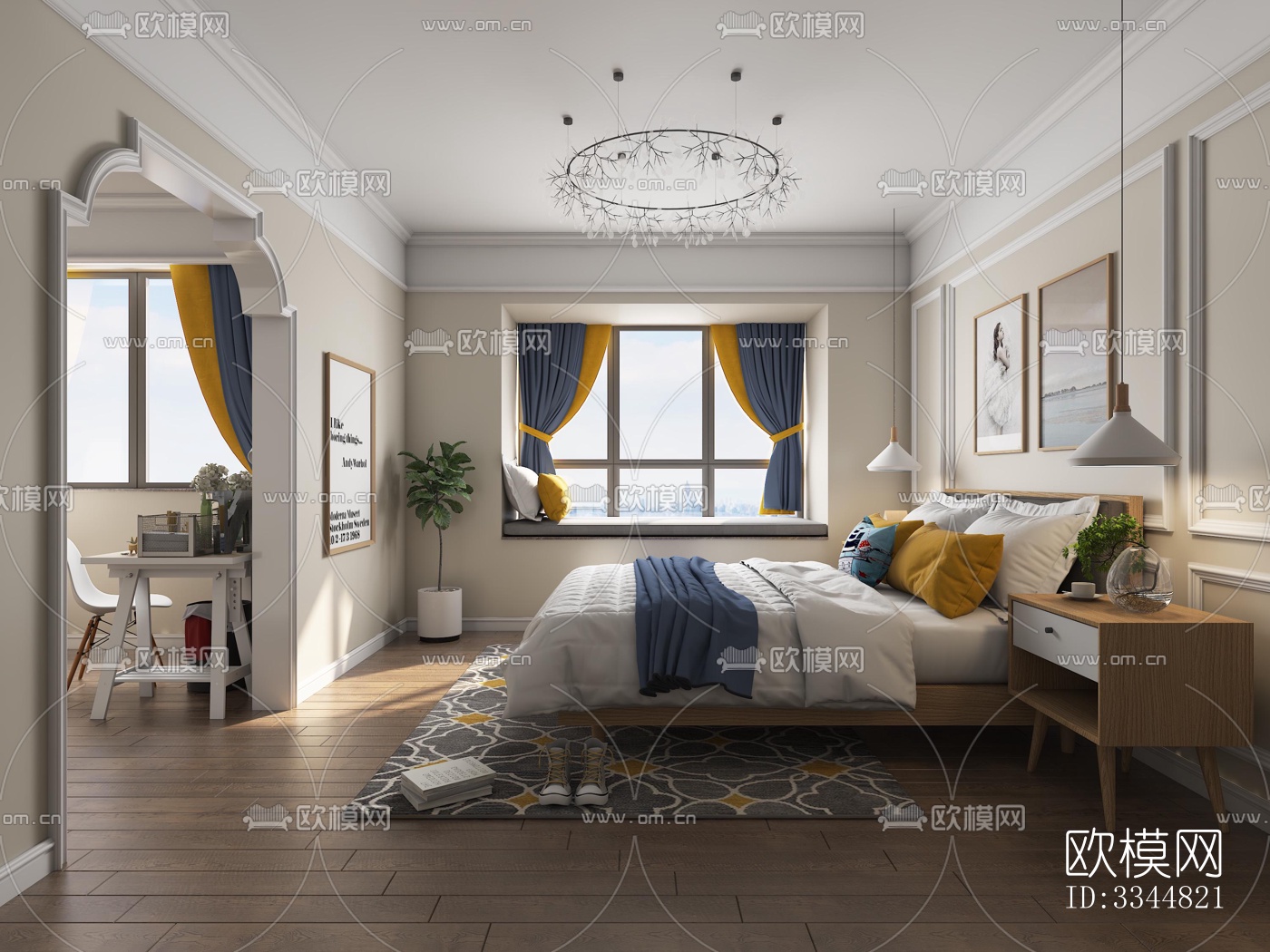 现代卧室效果图下载（渲染图2）