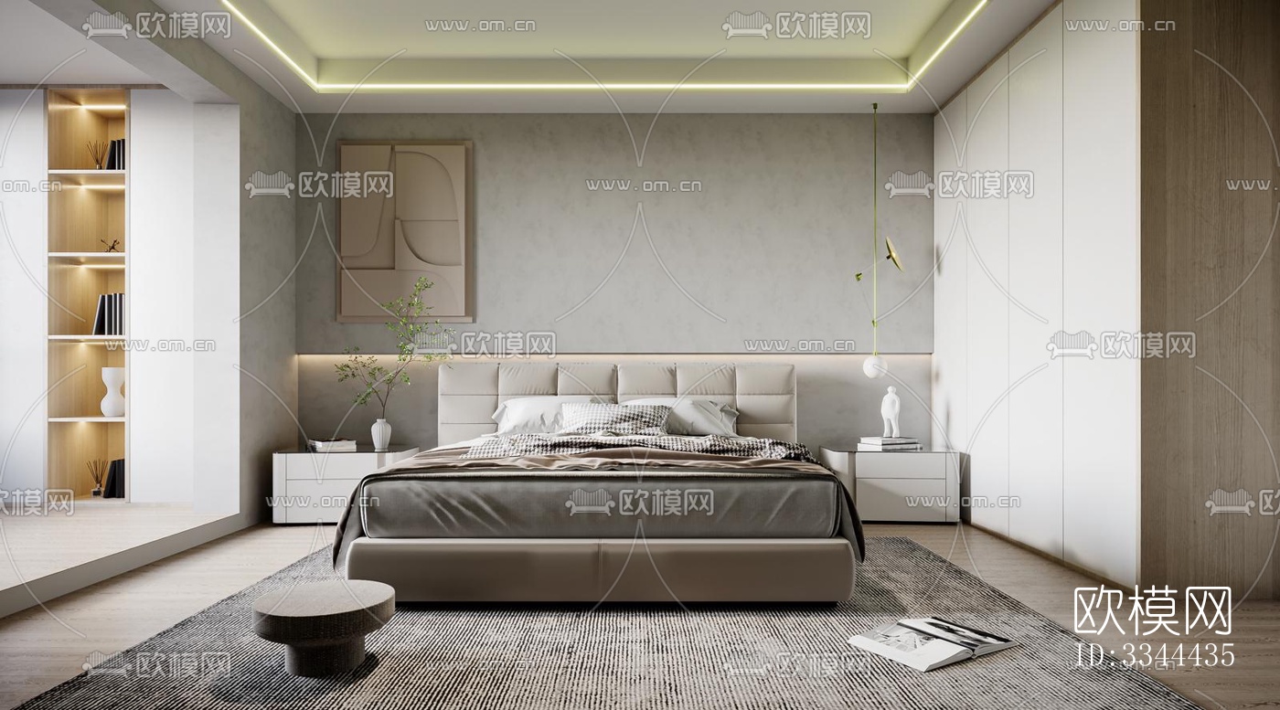 现代卧室效果图下载（渲染图14）