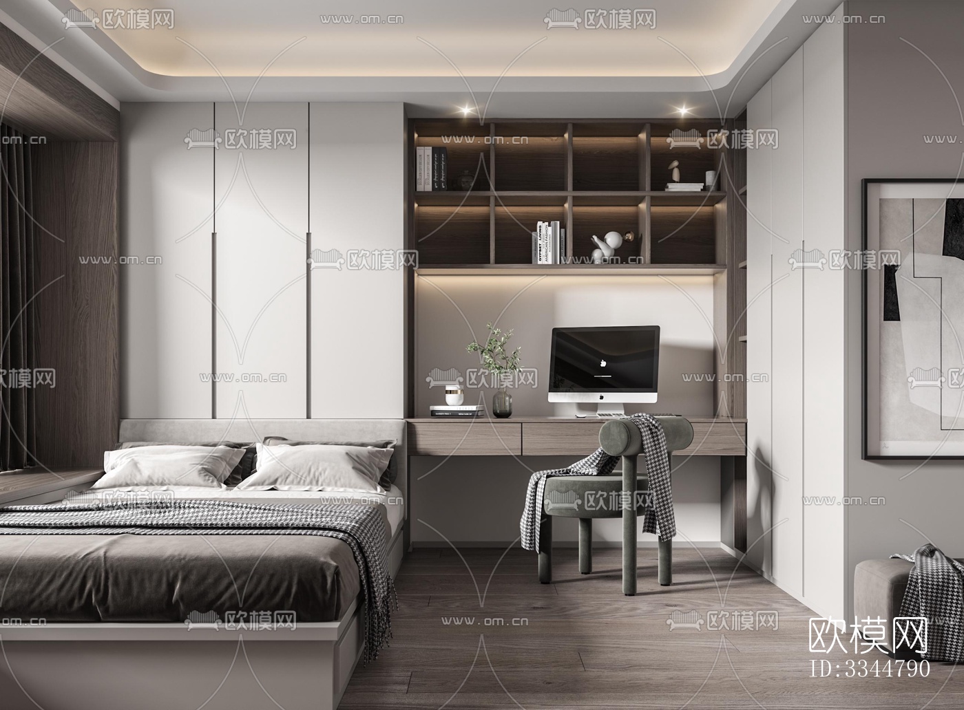 现代卧室效果图下载（渲染图4）