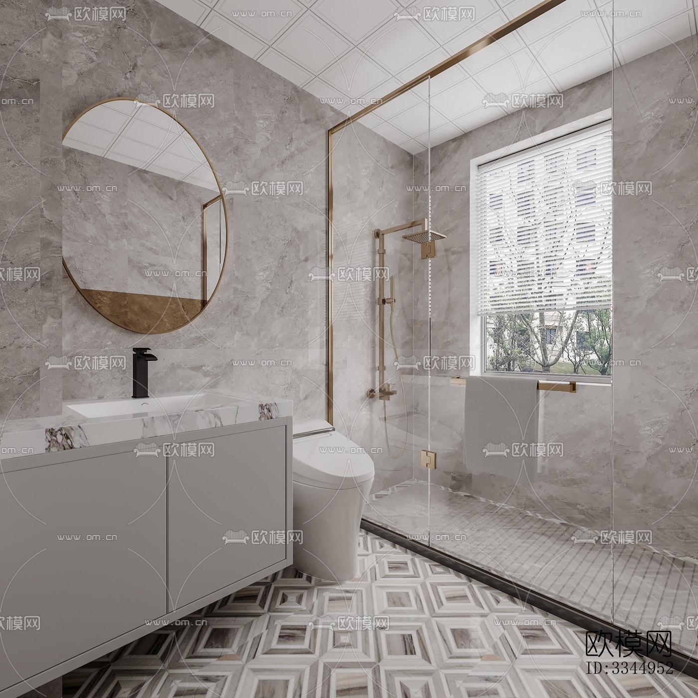 现代卫生间效果图下载（渲染图5）