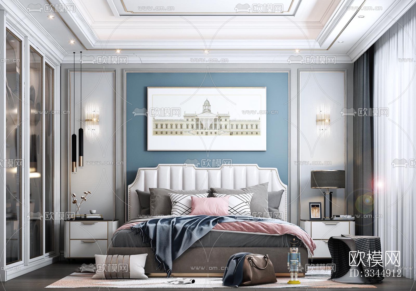 现代卧室效果图下载（渲染图5）