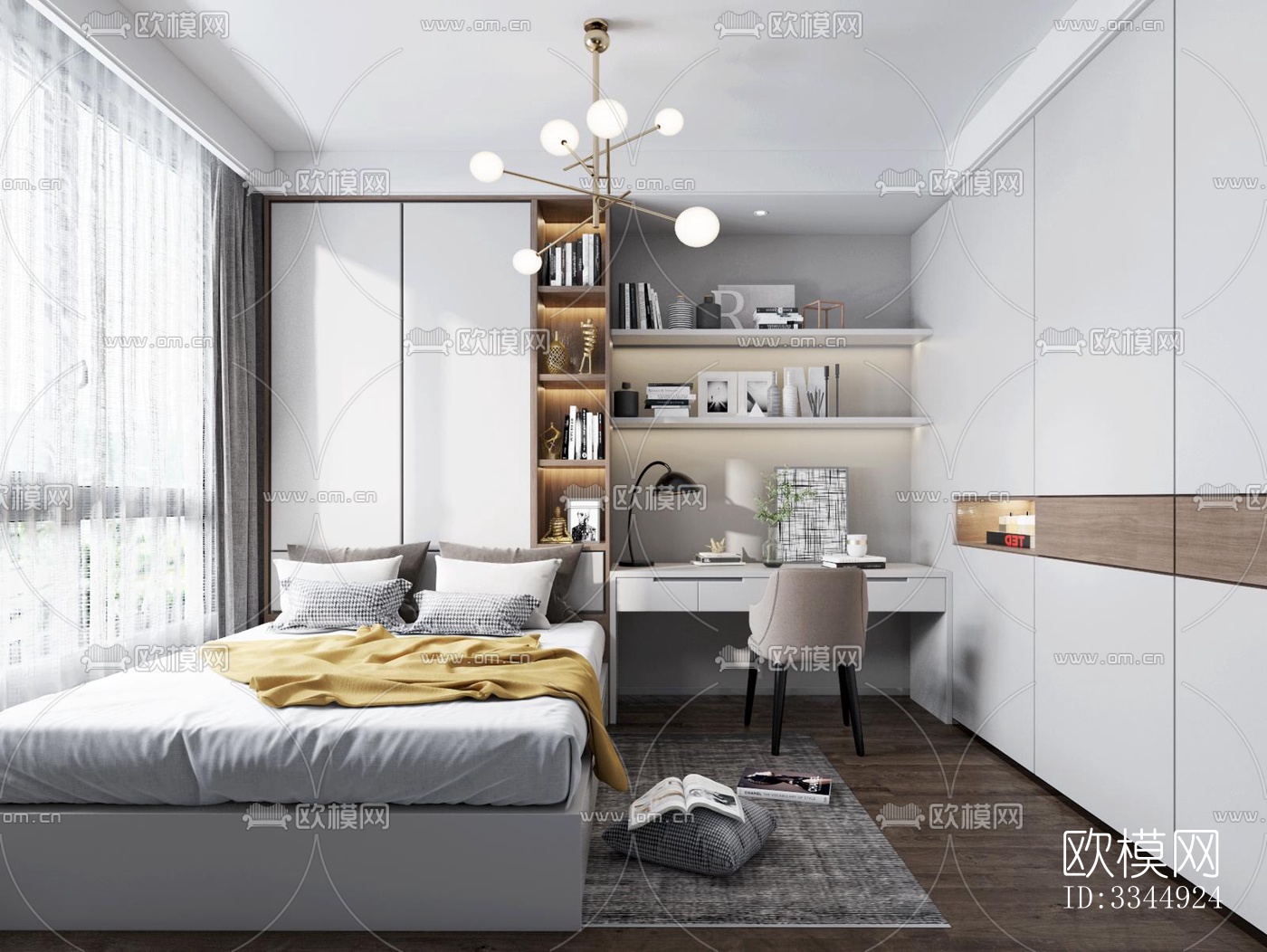 现代卧室效果图下载（渲染图6）