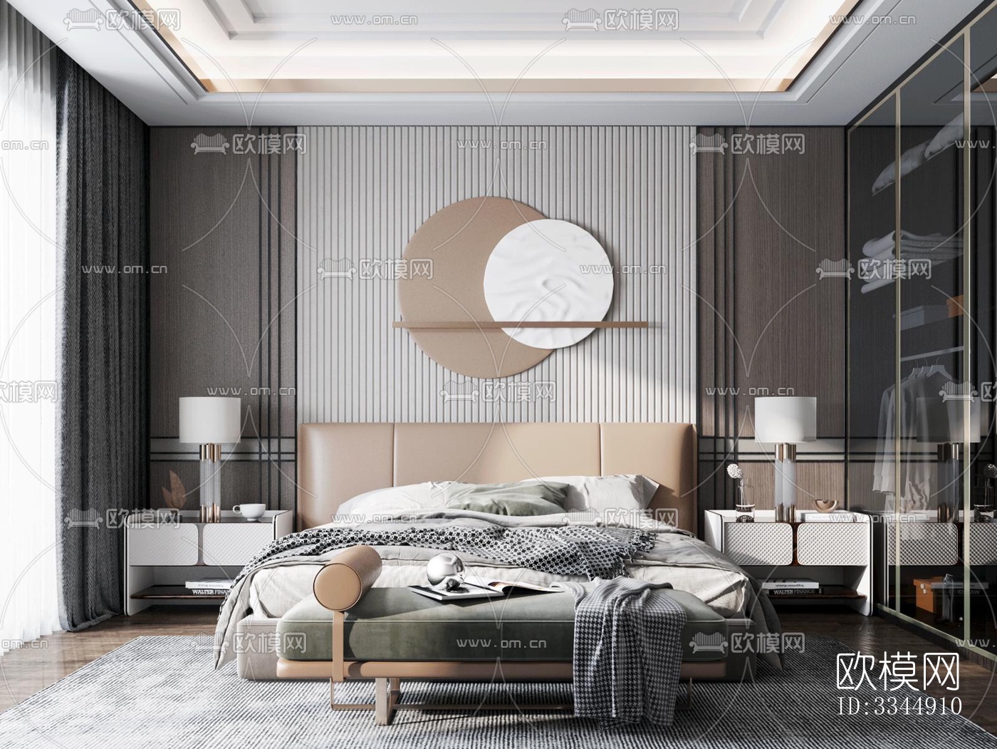 现代卧室效果图下载（渲染图1）