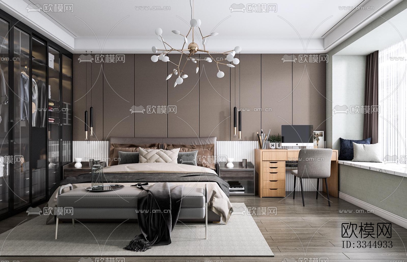 现代卧室效果图下载（渲染图6）