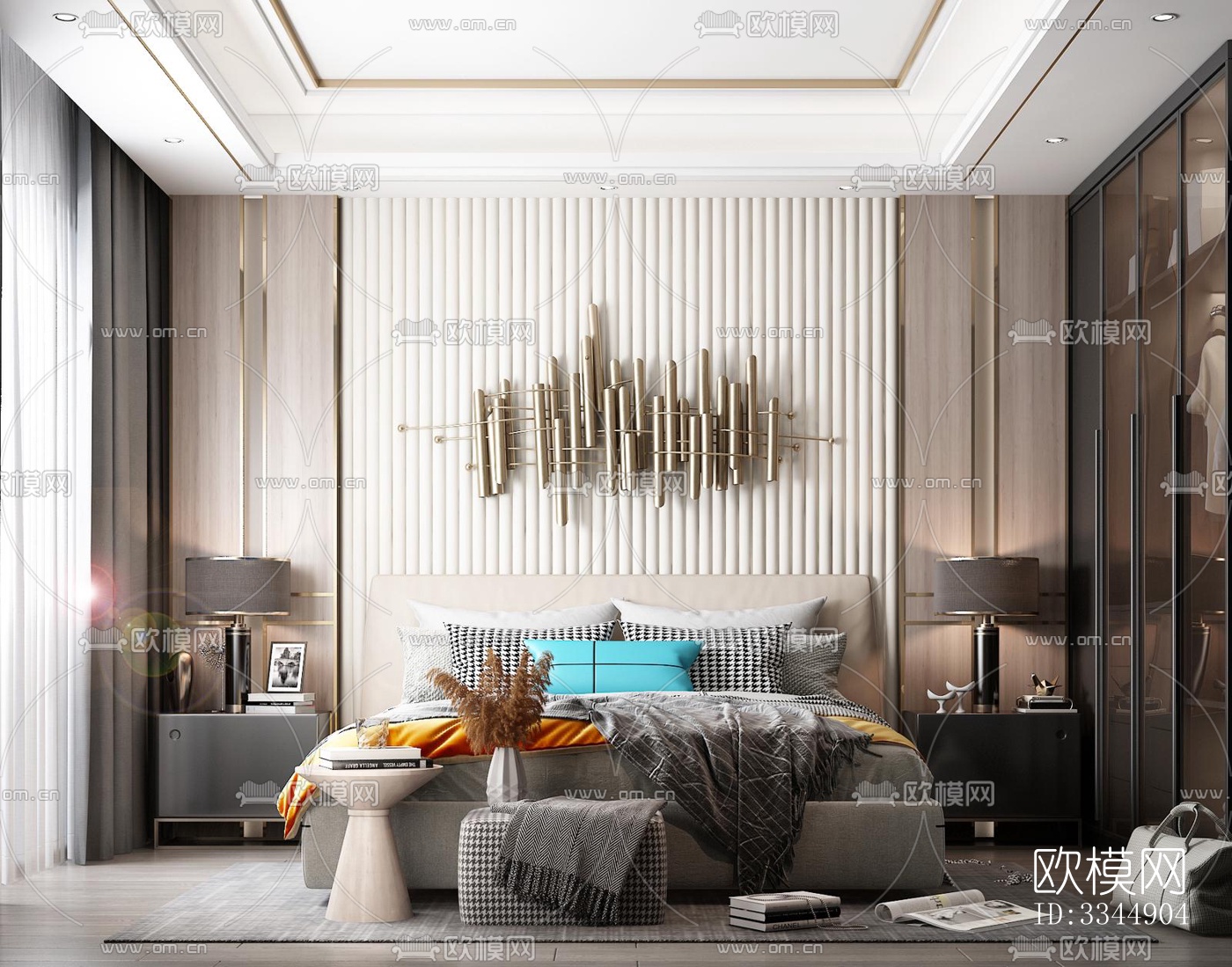 现代卧室效果图下载（渲染图12）