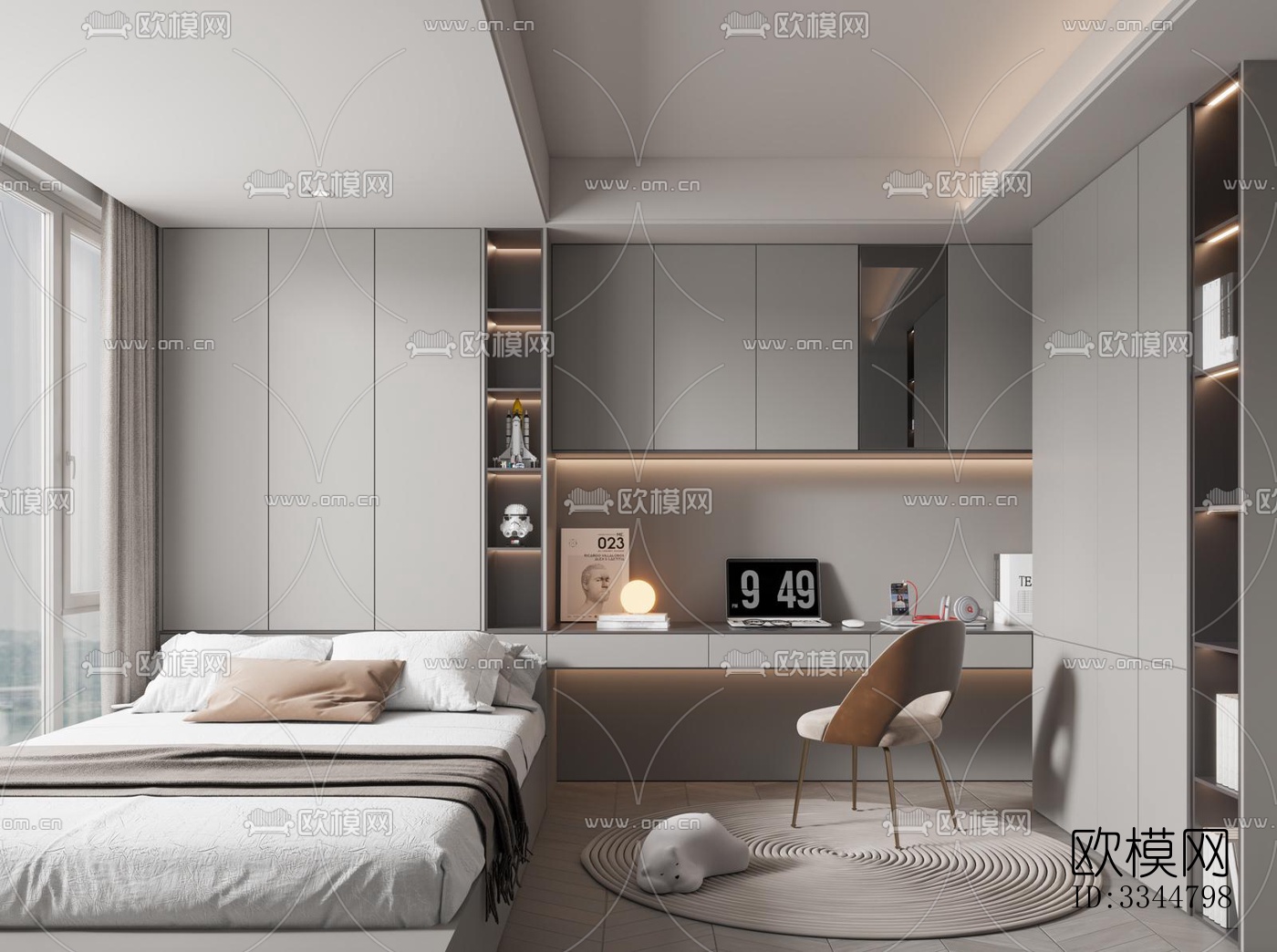 现代卧室效果图下载（渲染图4）