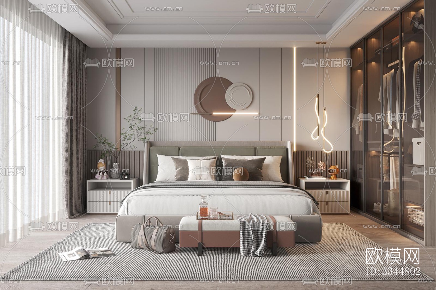 现代卧室效果图下载（渲染图5）