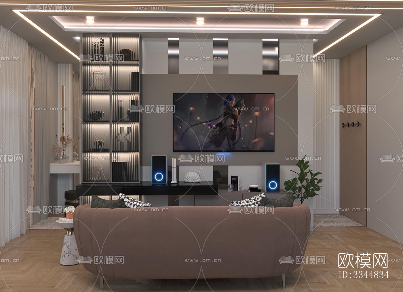 现代卧室效果图下载（渲染图3）