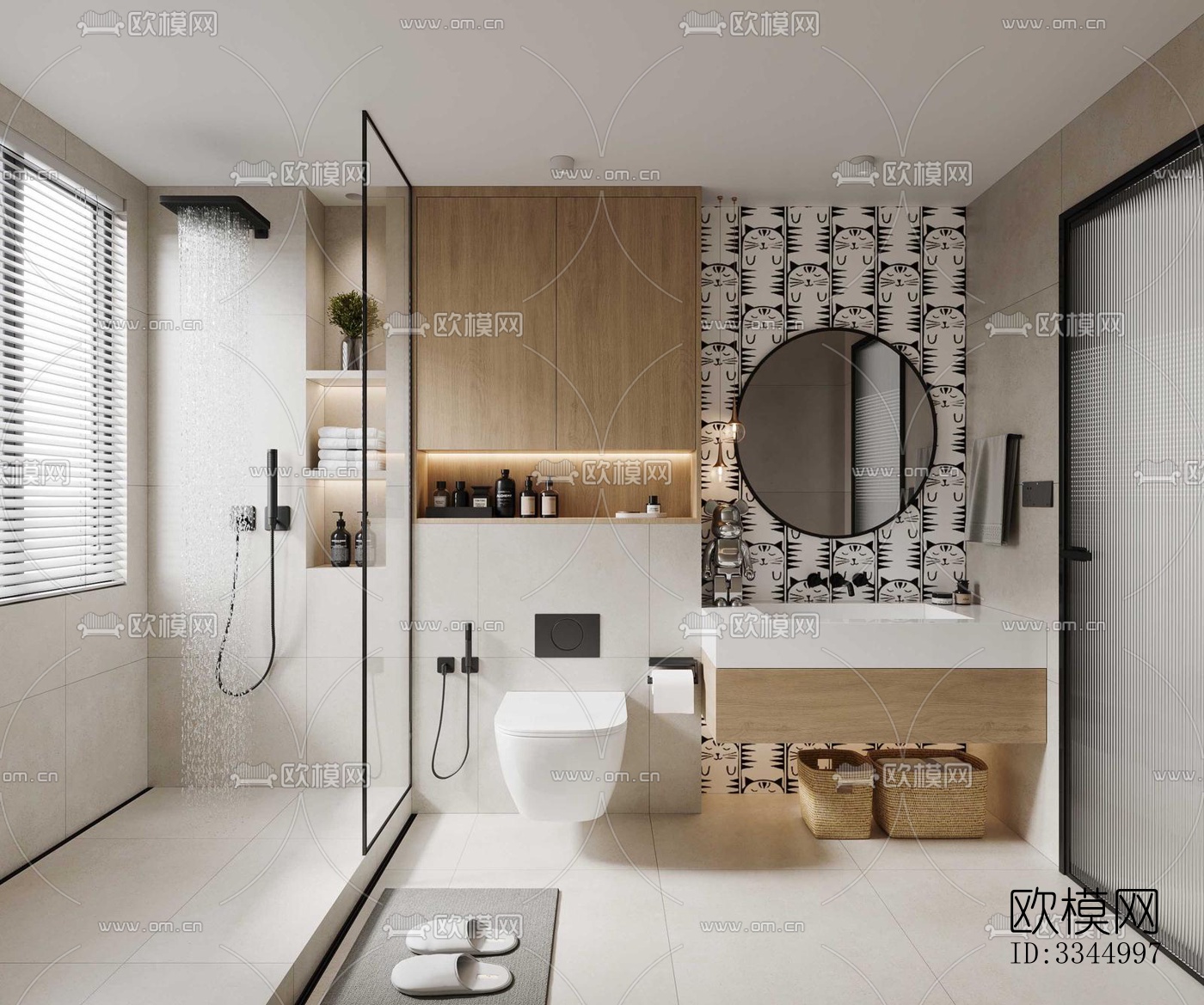 现代卫生间效果图下载（渲染图10）