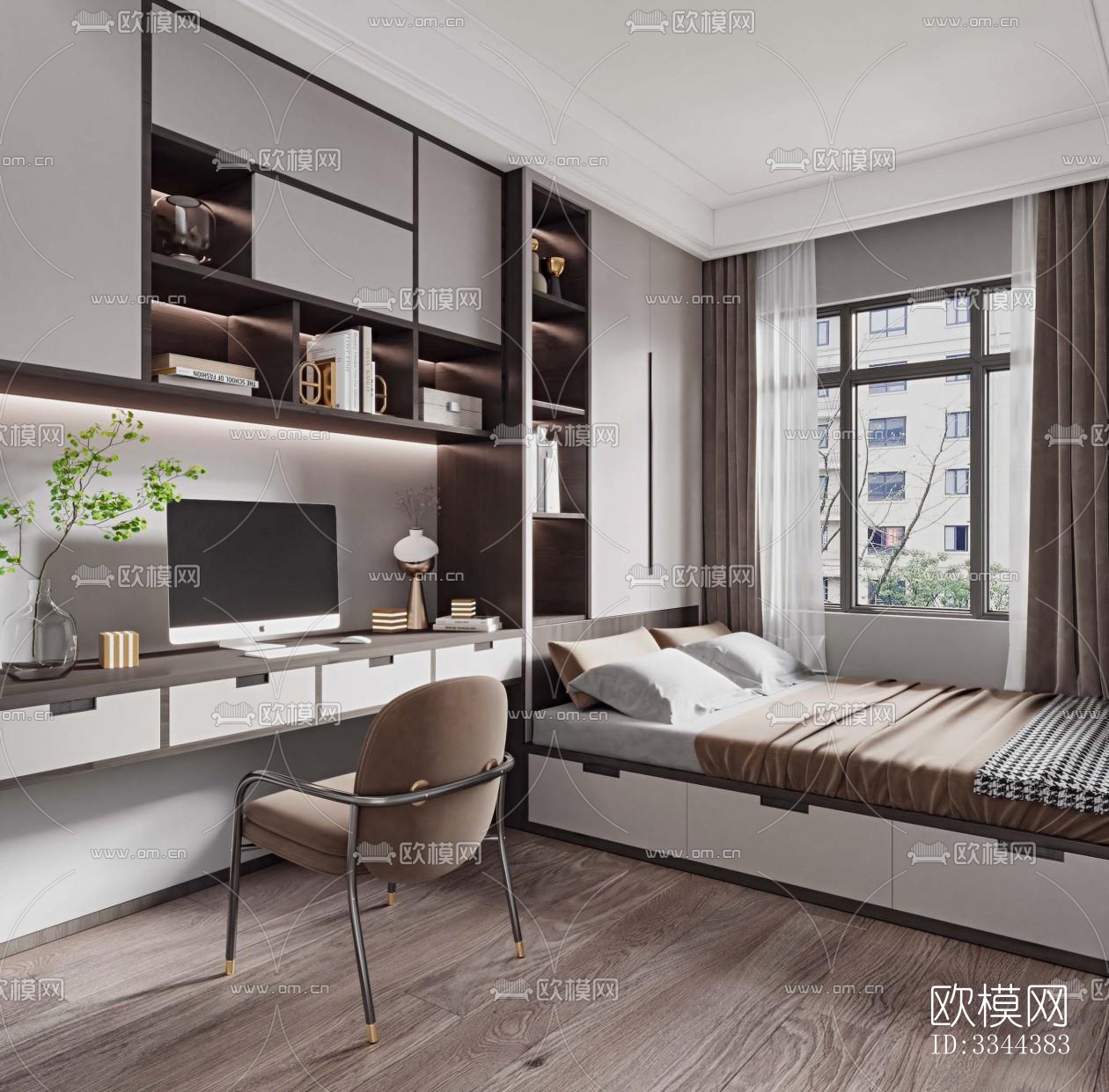 现代卧室效果图下载（渲染图2）