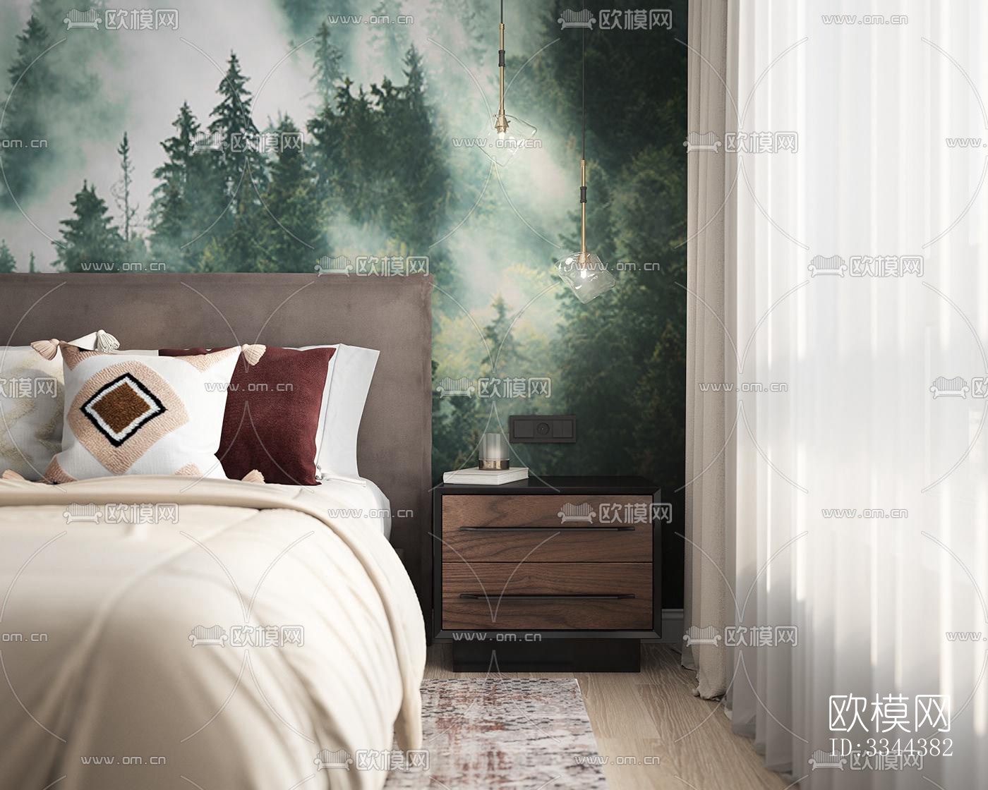 现代卧室效果图下载（渲染图6）