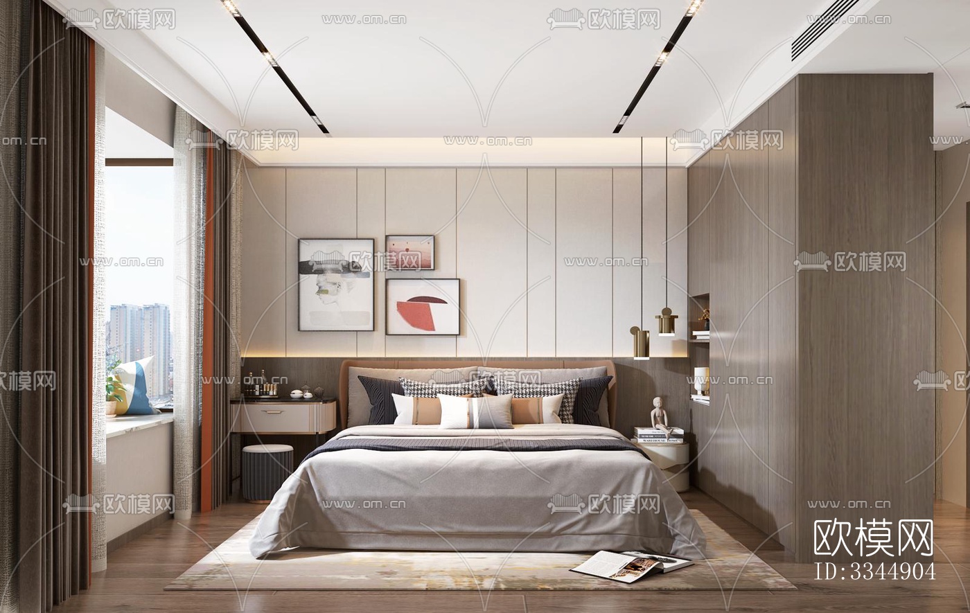 现代卧室效果图下载（渲染图6）