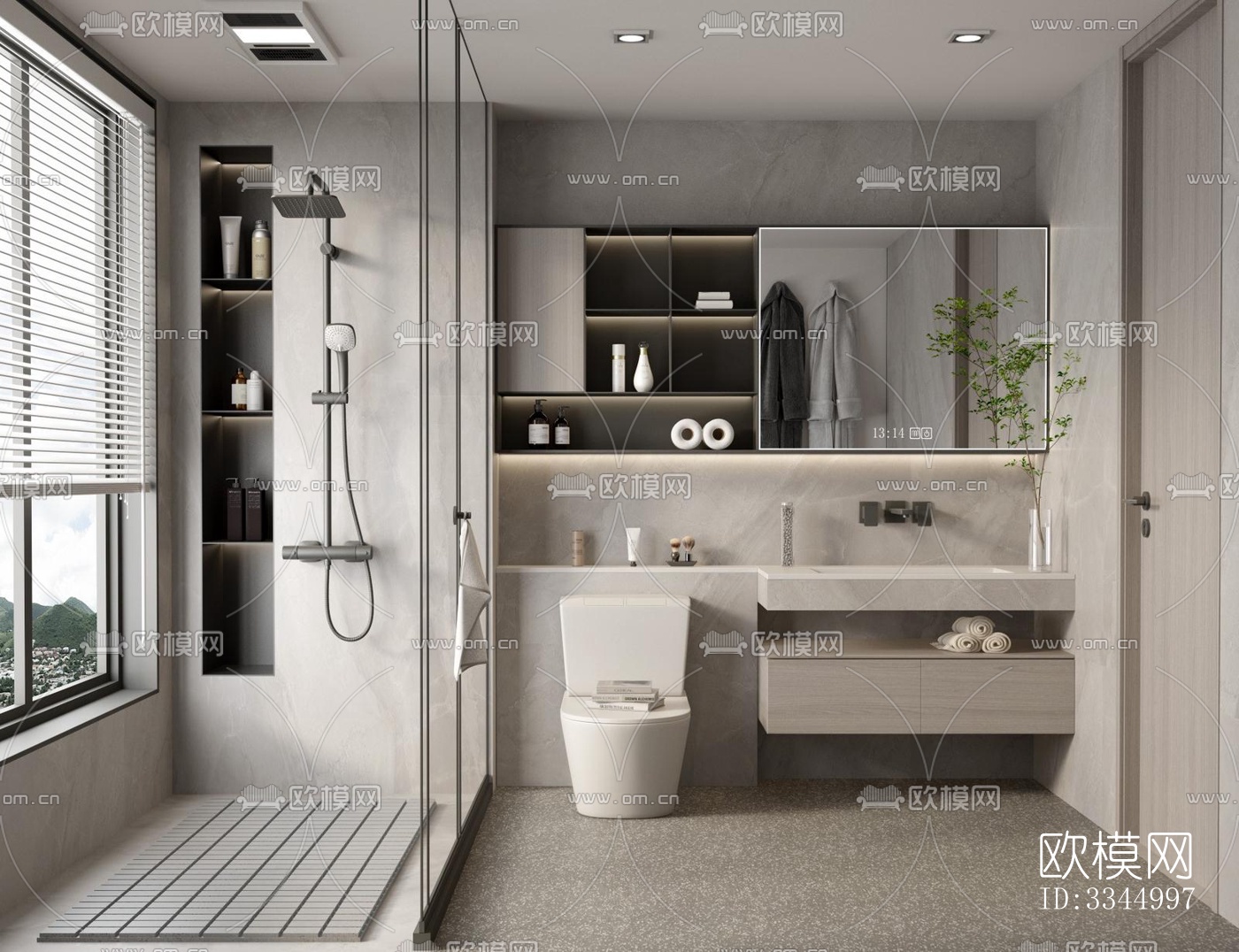 现代卫生间效果图下载（渲染图14）