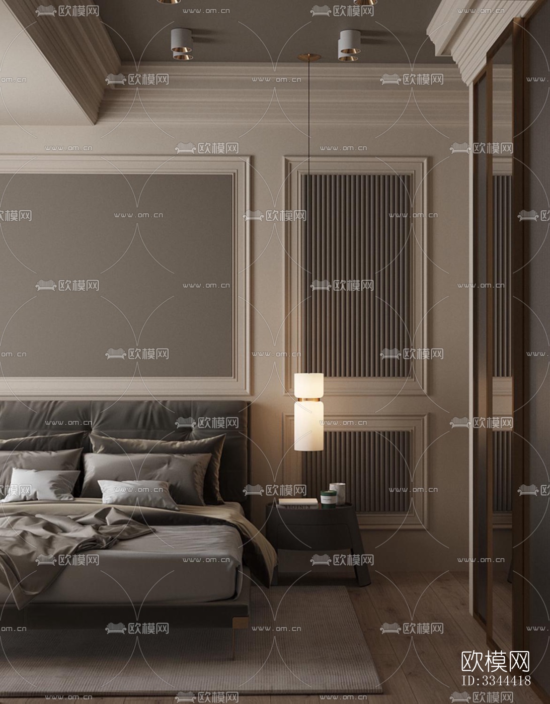 现代卧室效果图下载（渲染图4）