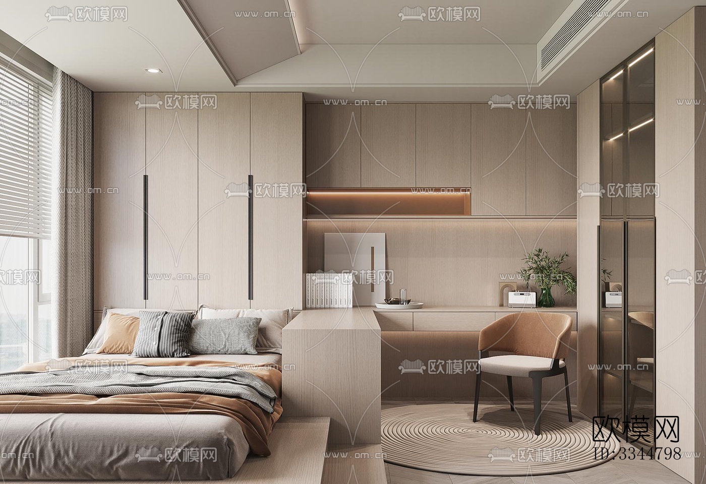 现代卧室效果图下载（渲染图6）