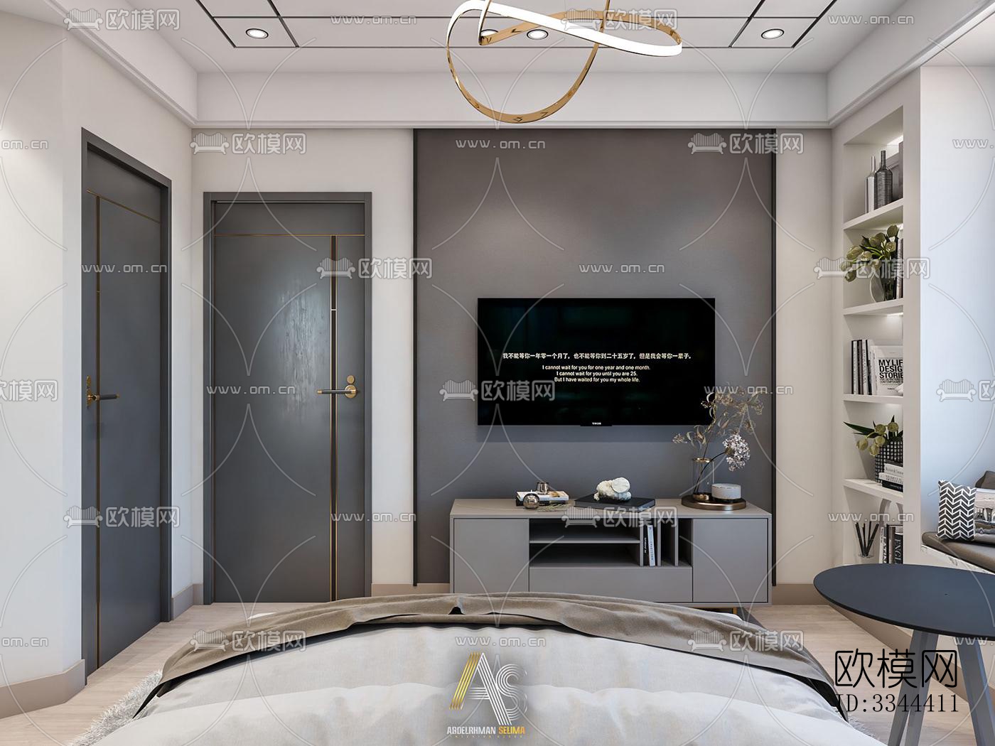 现代卧室效果图下载（渲染图3）