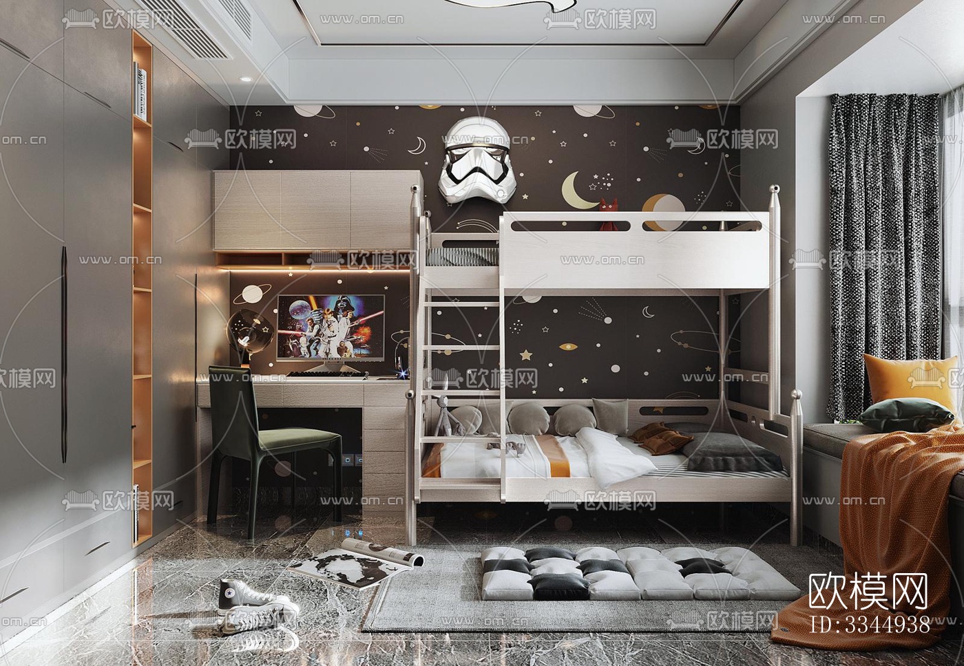 现代卧室效果图下载（渲染图3）