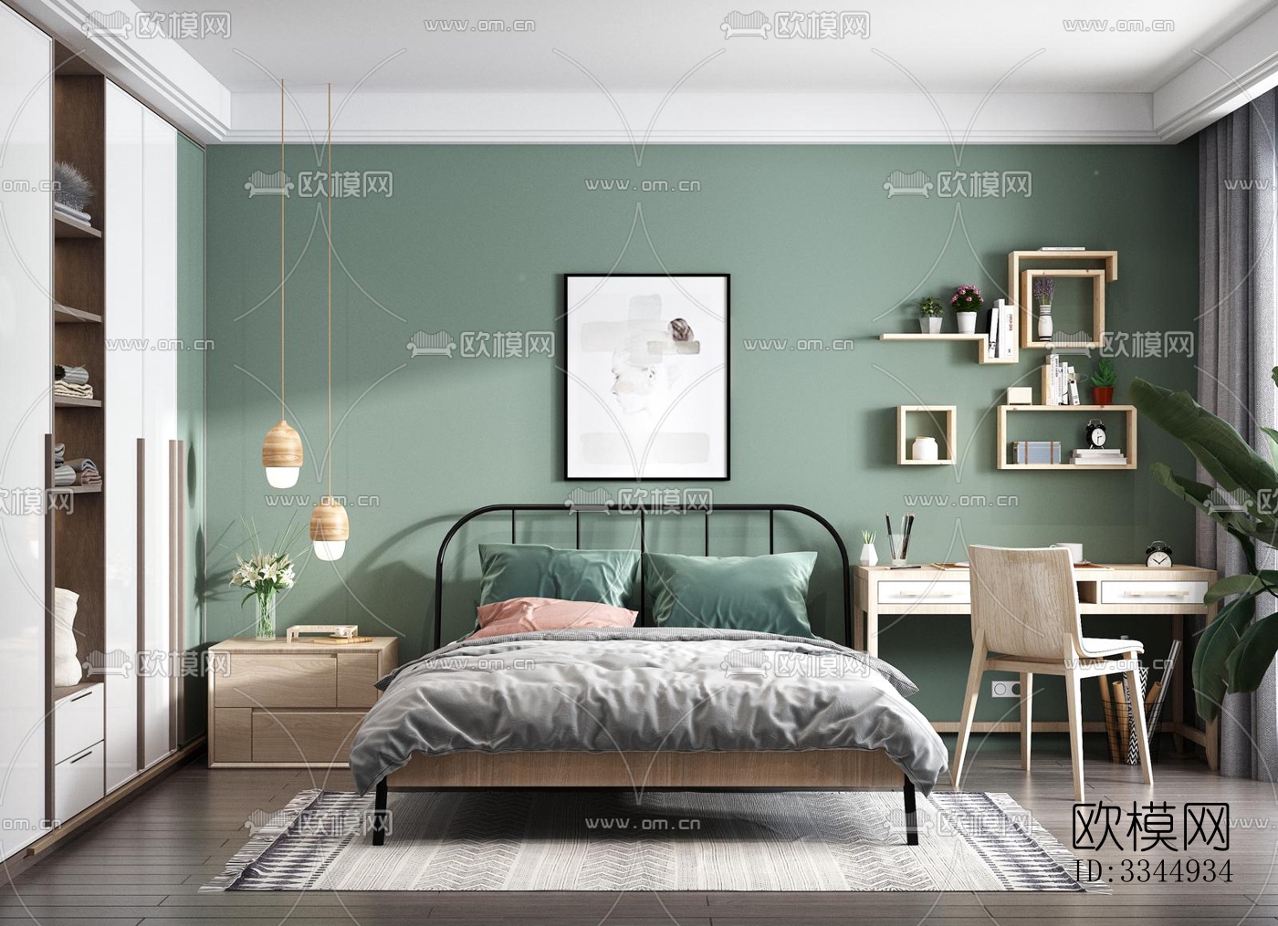 现代卧室效果图下载（渲染图14）