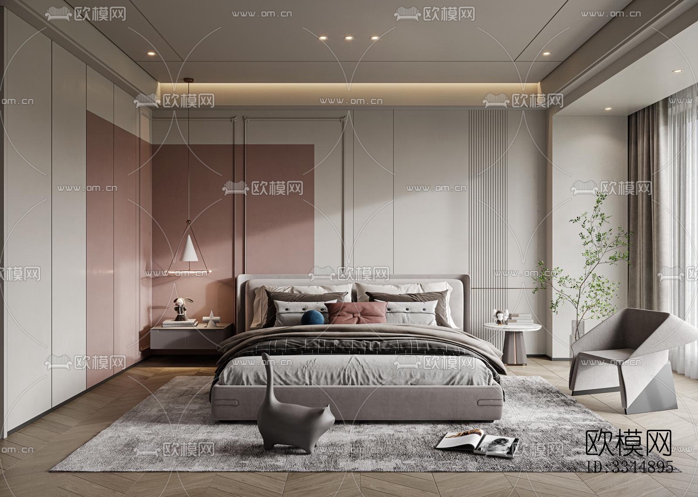现代卧室效果图下载（渲染图10）