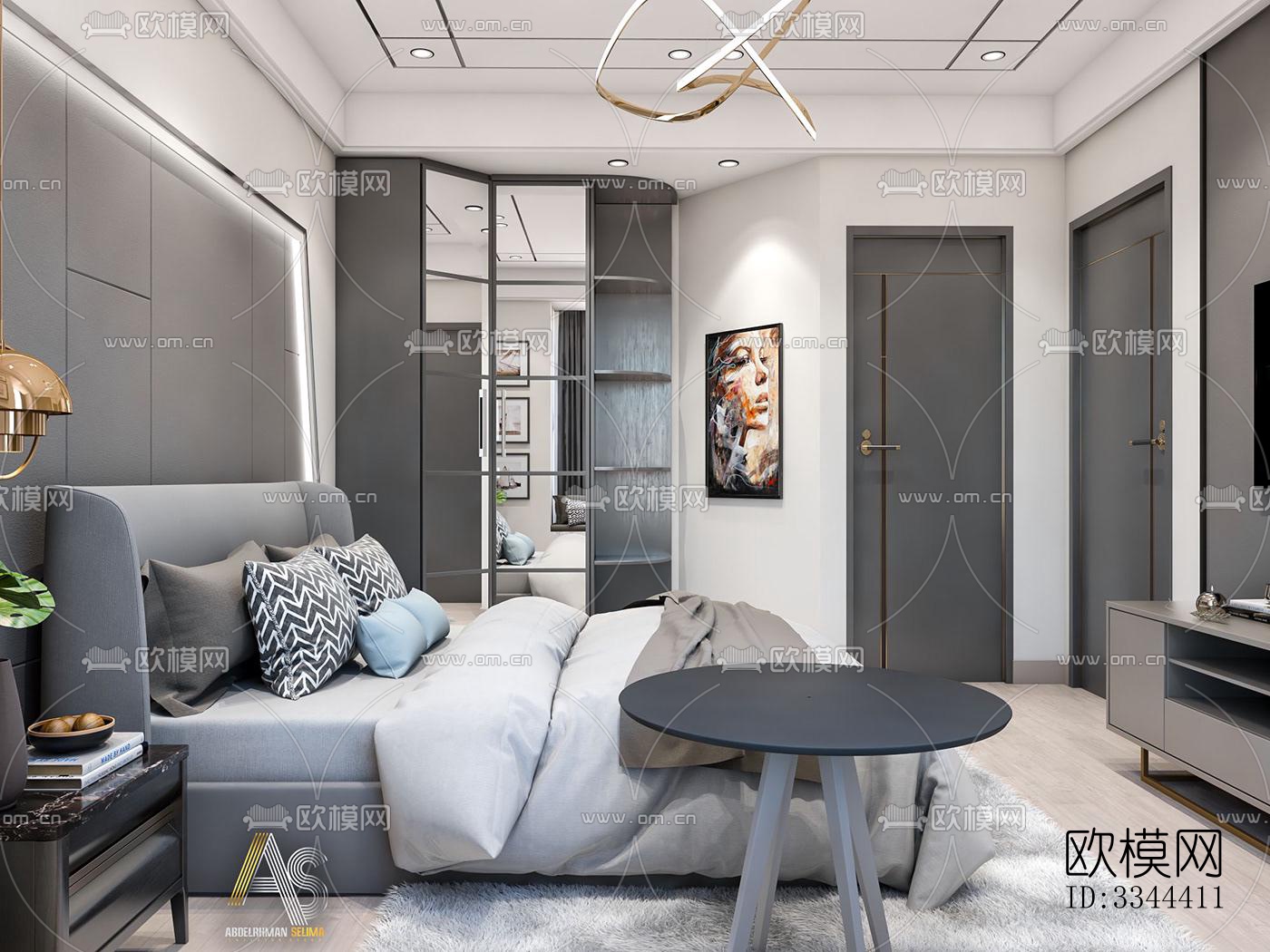 现代卧室效果图下载（渲染图4）