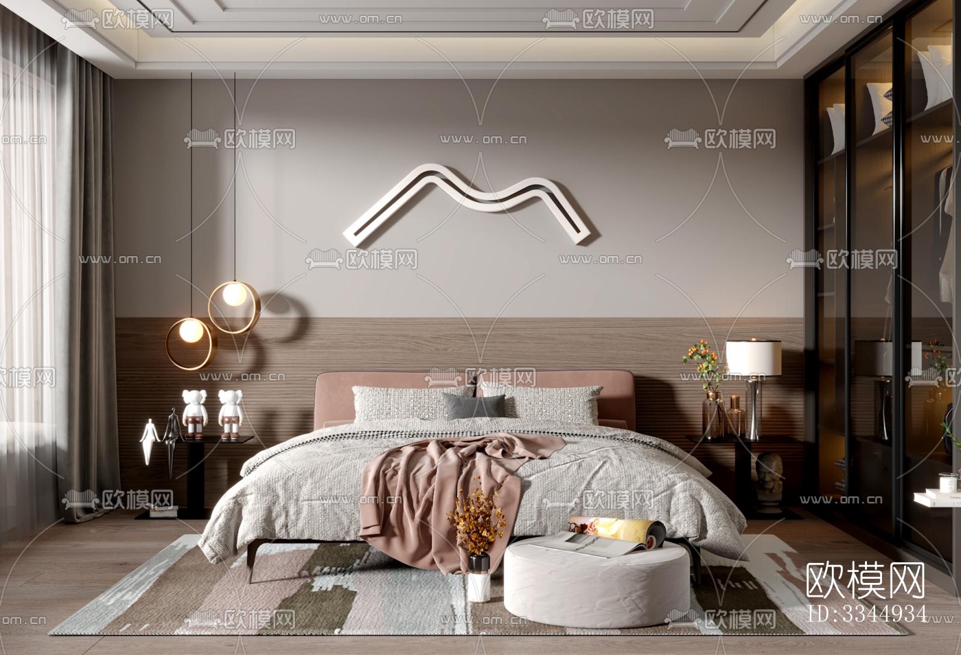 现代卧室效果图下载（渲染图9）